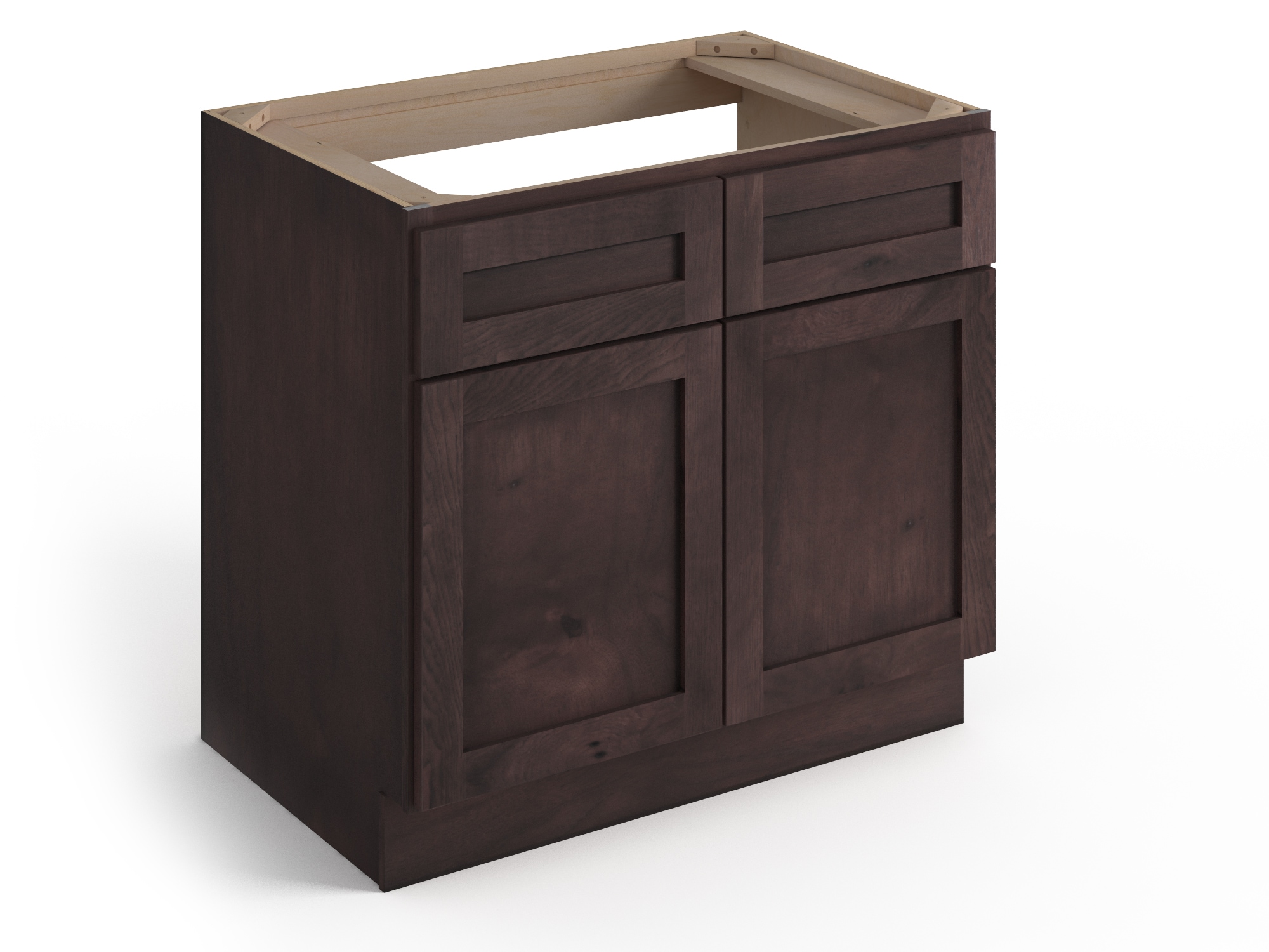 Valleywood Cabinetry 30-in W x 34.5-in H x 24-in D Rustic Hickory 2-Drawer Base Ready To Assemble Plywood Cabinet (Flat Panel Style)