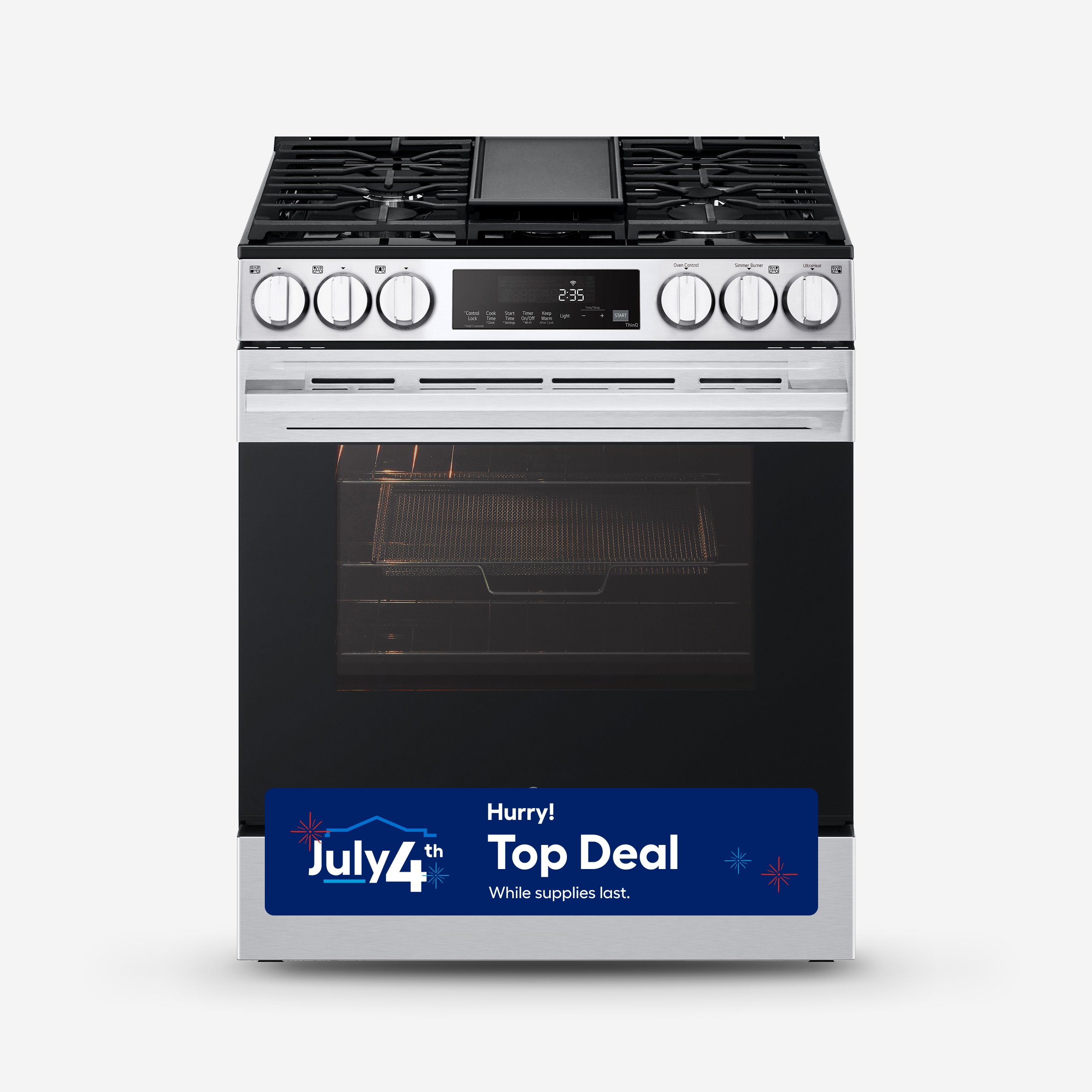 LG LSGL5833X 30-in 5 burners 5.8-cu ft Air Fry Convection Oven Freestanding Natural Gas Range ( Stainless Steel )