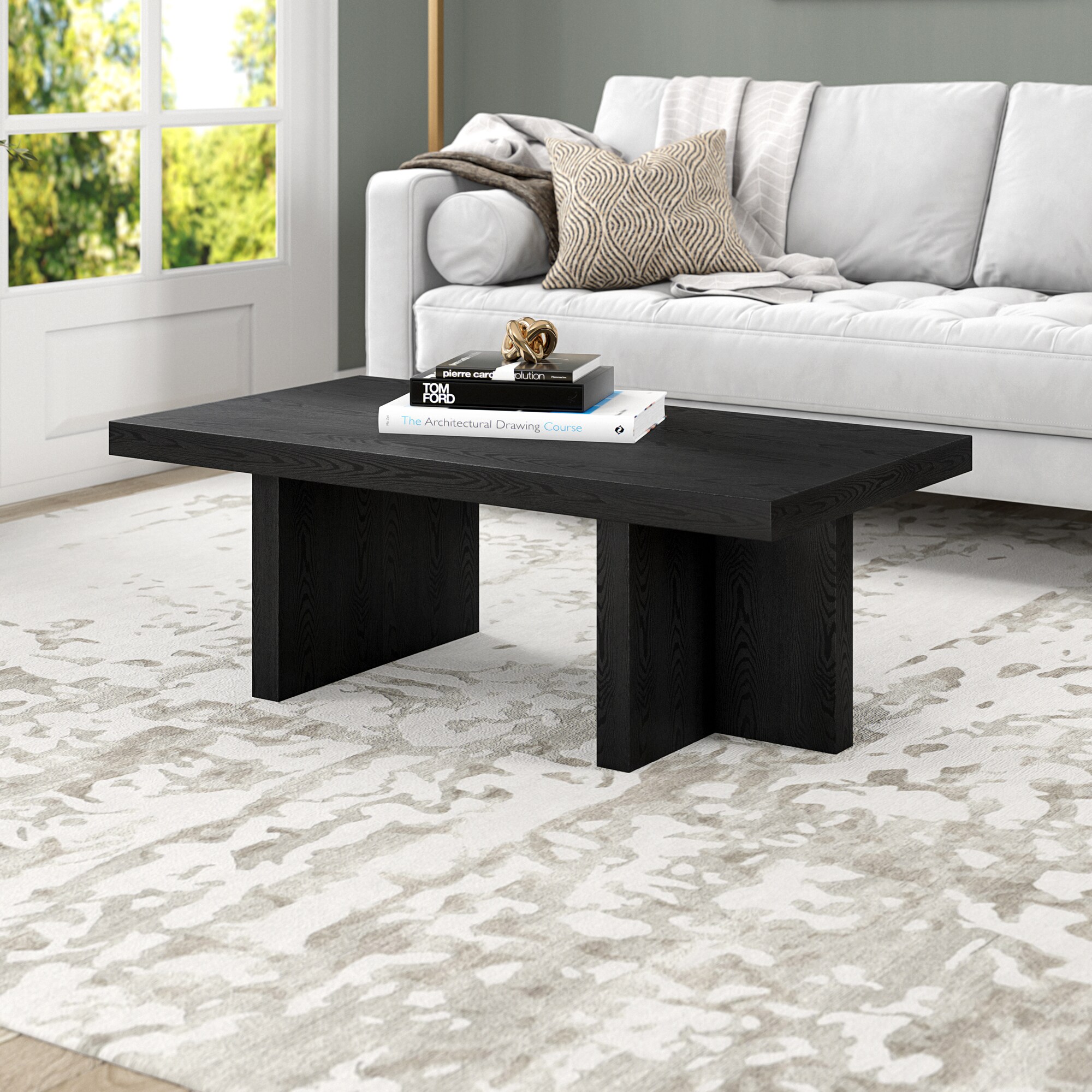 Hailey Home Dimitra Black Grain Mdf Modern Coffee Table in the Coffee ...