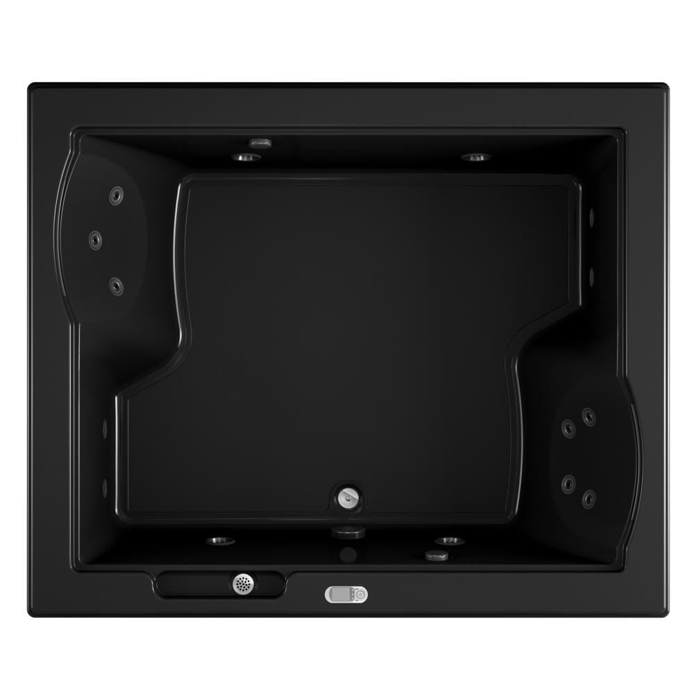 Jacuzzi KN35917 FUZION 59.75-in x 71.75-in Black Acrylic Rectangular Drop-in Whirlpool tub with Drain ( Front center Drain )