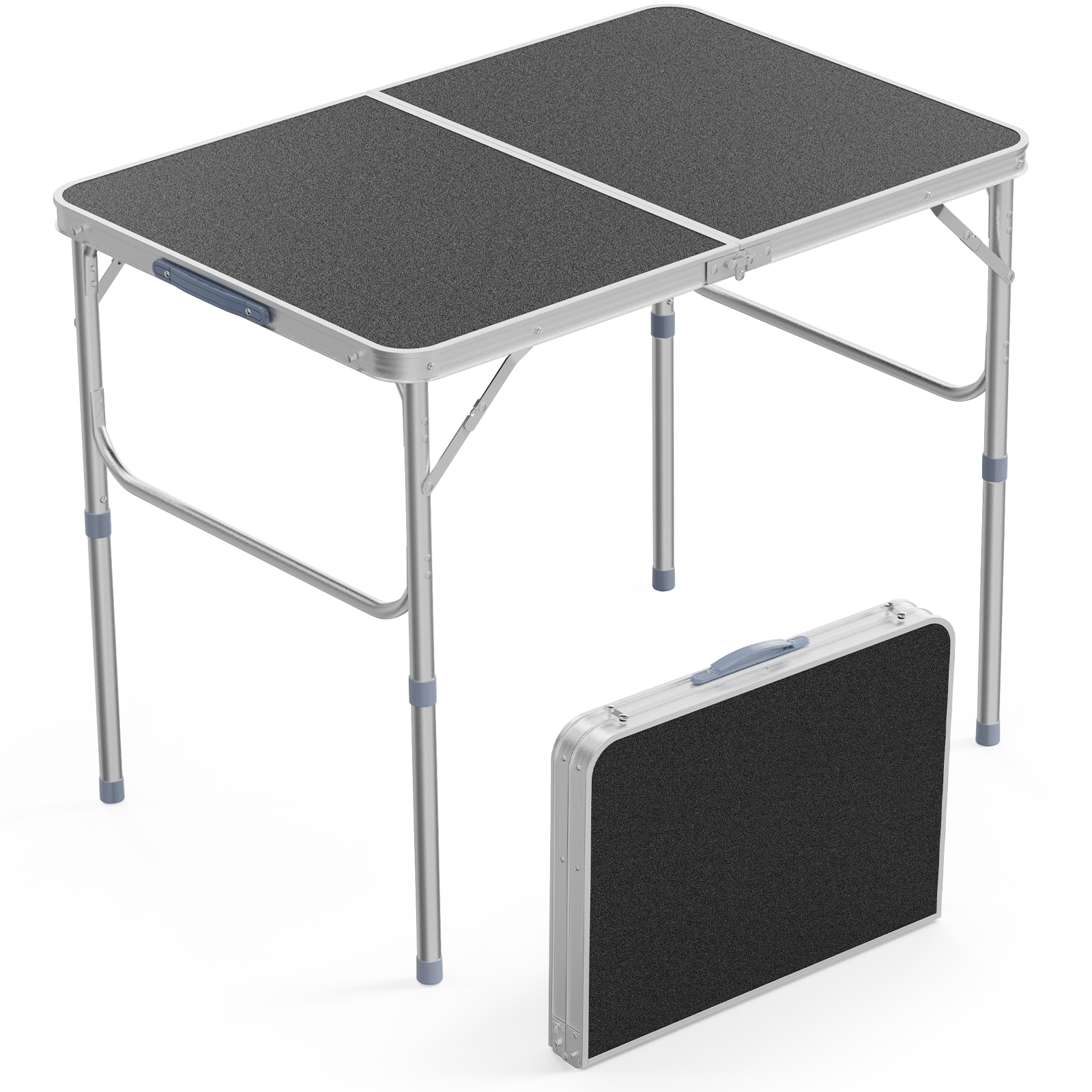 VINGLI - 3FT Folding Table with Carrying Handle/Height Adjustable Lightweight Fold Up Portable fo...