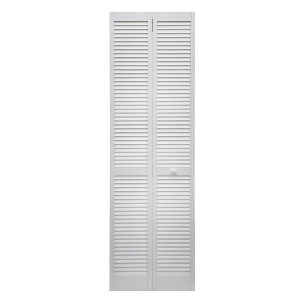 Reliabilt 24 In X 80 In White Louver Prefinished Pine Wood Bifold Door Hardware Included In The Closet Doors Department At Lowes Com