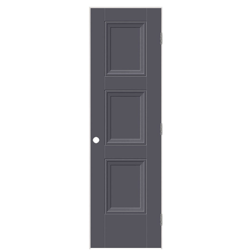 Masonite 5071858 36-in x 80-in Slate Solid core 3-panel equal Right hand Smooth Prefinished Molded composite Flat Jamb Single Prehung Interior Door