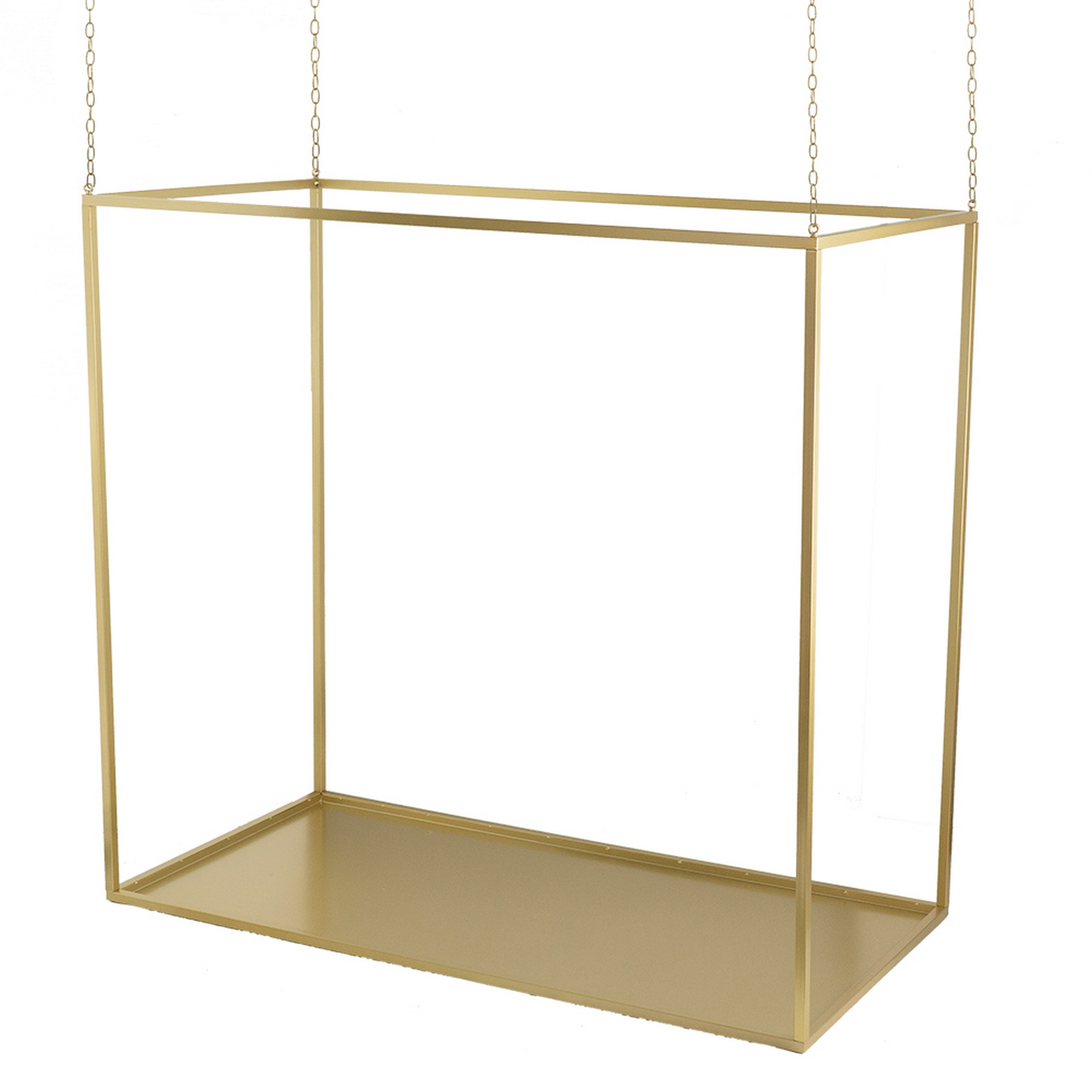 Benzara BM311934 19.5-Inches H x 19.7-Inches W Gold Indoor/Outdoor Rectangular Cast iron Plant Stand