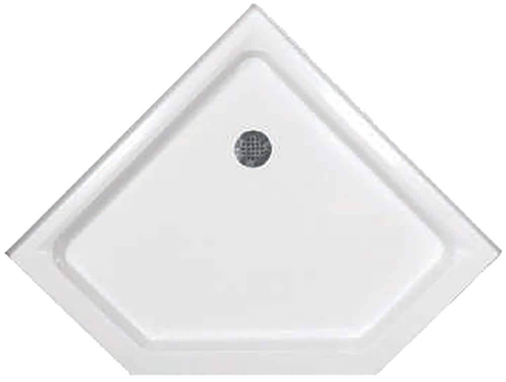 Hydro Systems HPA.4242N-WHI 42-in W x 42-in L White Single Threshold Neo-angle Corner shower pan with 5-in H Threshold (Front Drain)