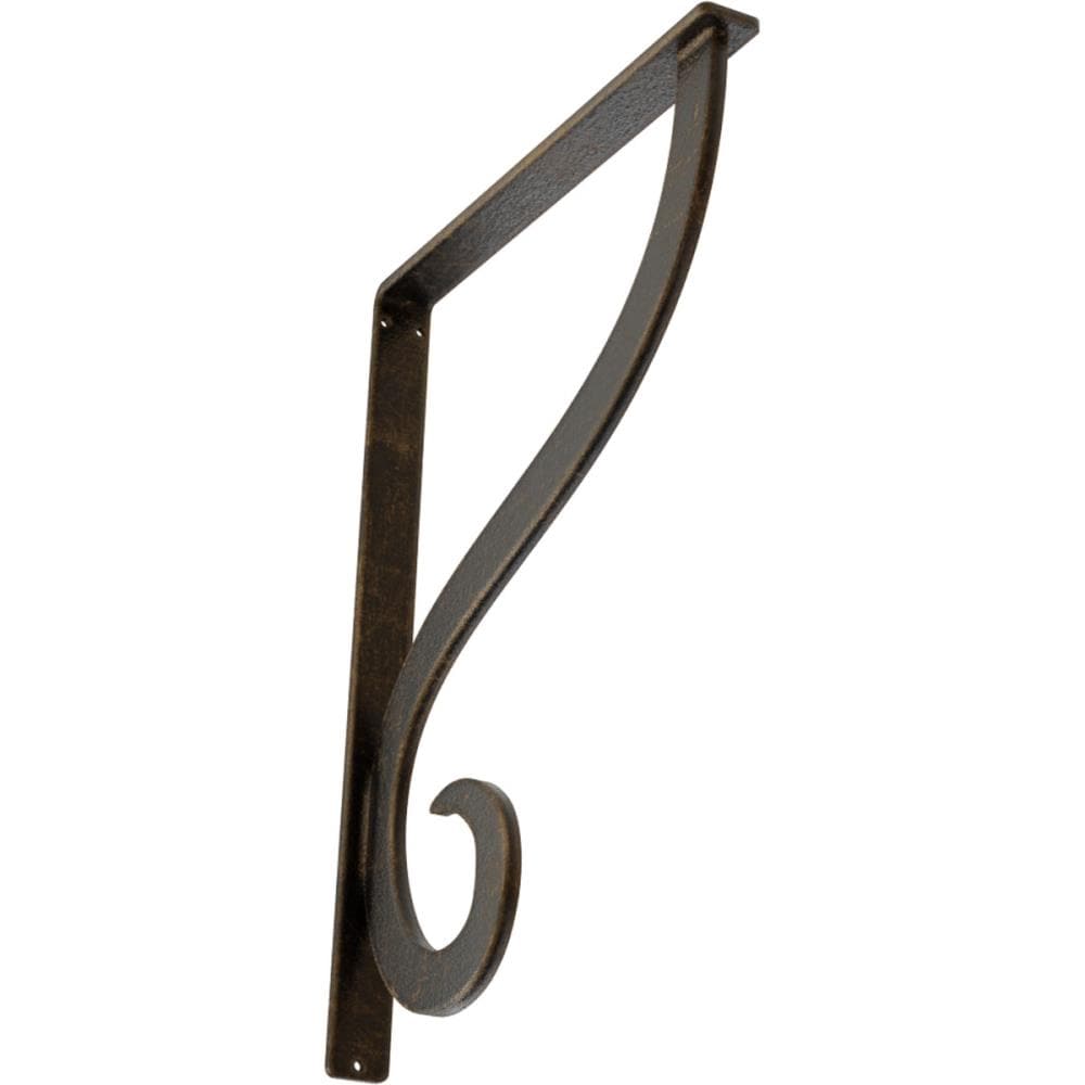 Ekena Millwork BKTM01X12X15SASABS Ashford Single Ashford 12-in x 1.5-in x 15-in Antique brass Wrought iron Wall bracket