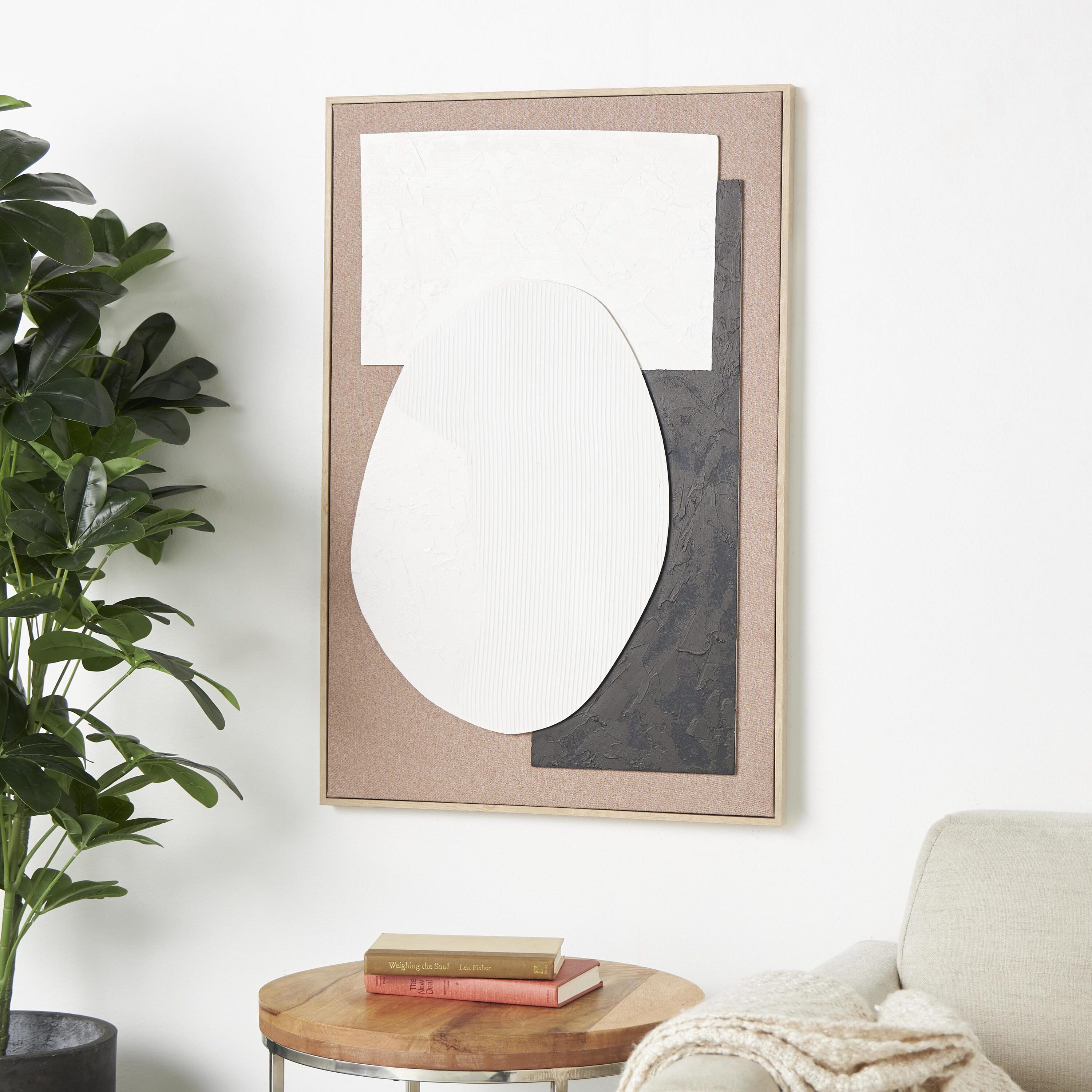 Grayson Lane 821427 37 In. x 25 In. Framed Wall Art Brown Wooden Abstract Brown Wood Framed 37.25-Inches H x 25.25-Inches W Abstract Painting