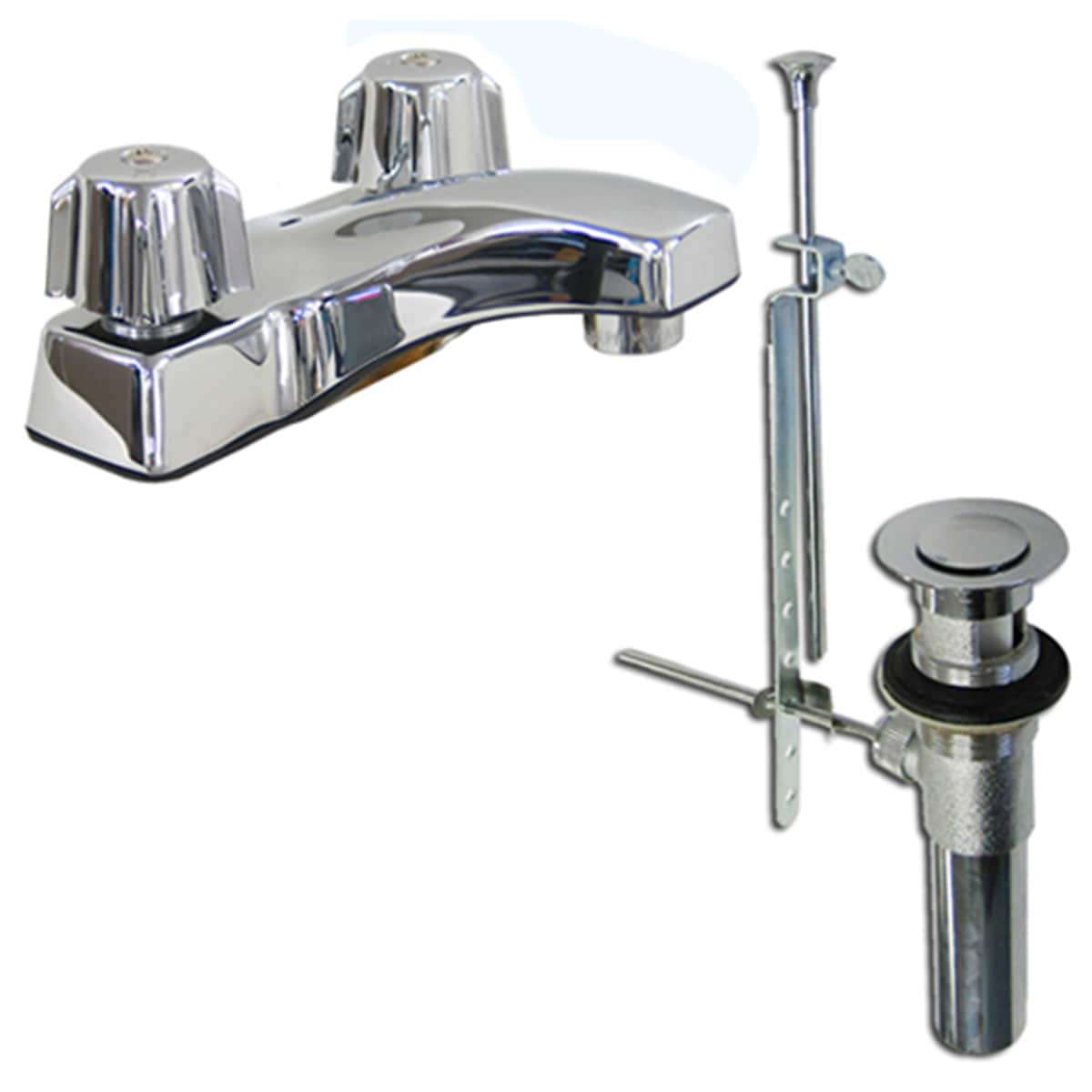 Dominion Faucets - Silver Chrome 2-handle 4-in centerset Mid-arc Bathroom Sink Faucet with Drain ...