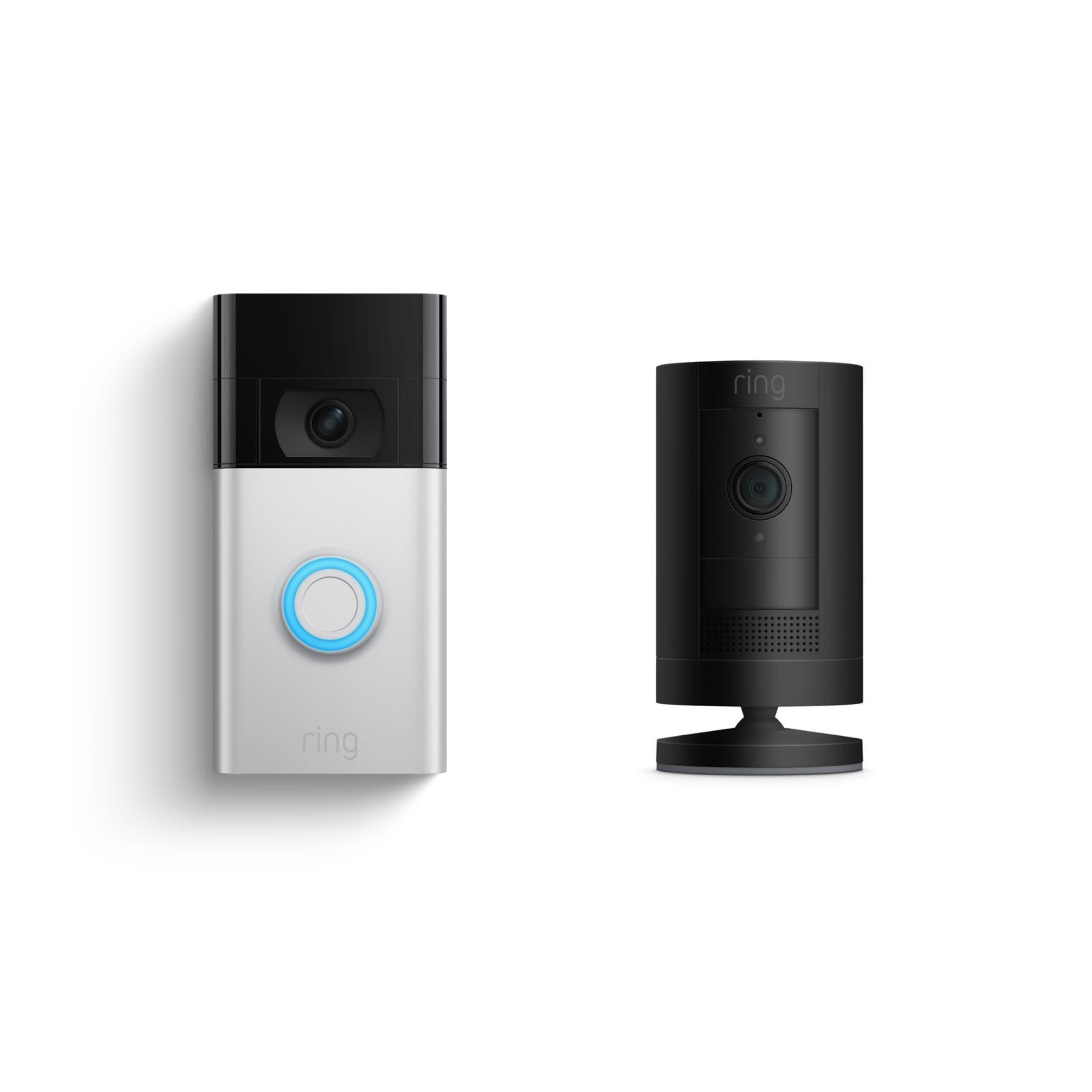Ring Video Doorbell - Satin Nickel + Stick Up Cam Battery Black Bundle
