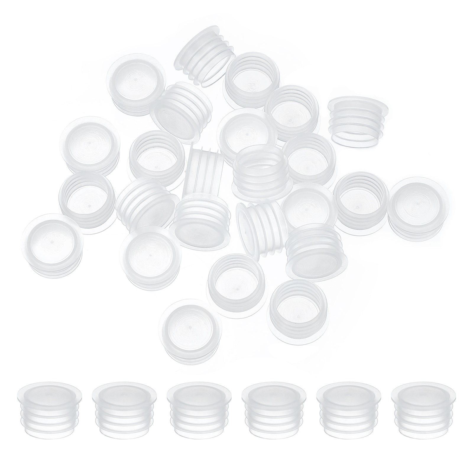 PATIKIL Salt and Pepper Shaker Stoppers 15mm/0.59inch 25pcs Plastic Salt Shaker Plug Replacement Reusable Clear Round End Cap for Pots Bottles Pipes #S26042300UX5256