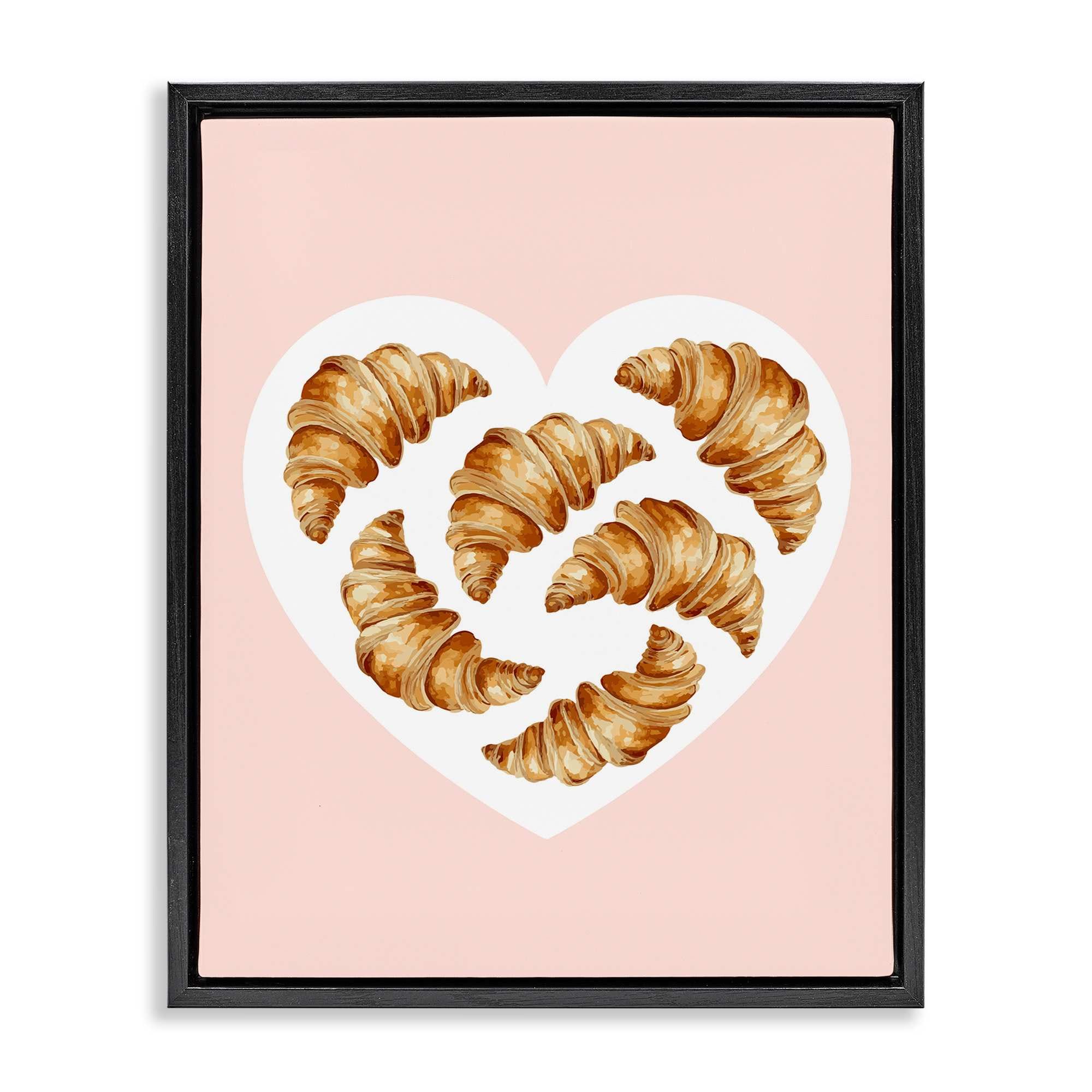 Stupell Industries BT-077-FFB-24X30 Morning Croissants in Heart Shape Black Framed Floater Canvas Wall Art By Lil Rue 25 x 31
