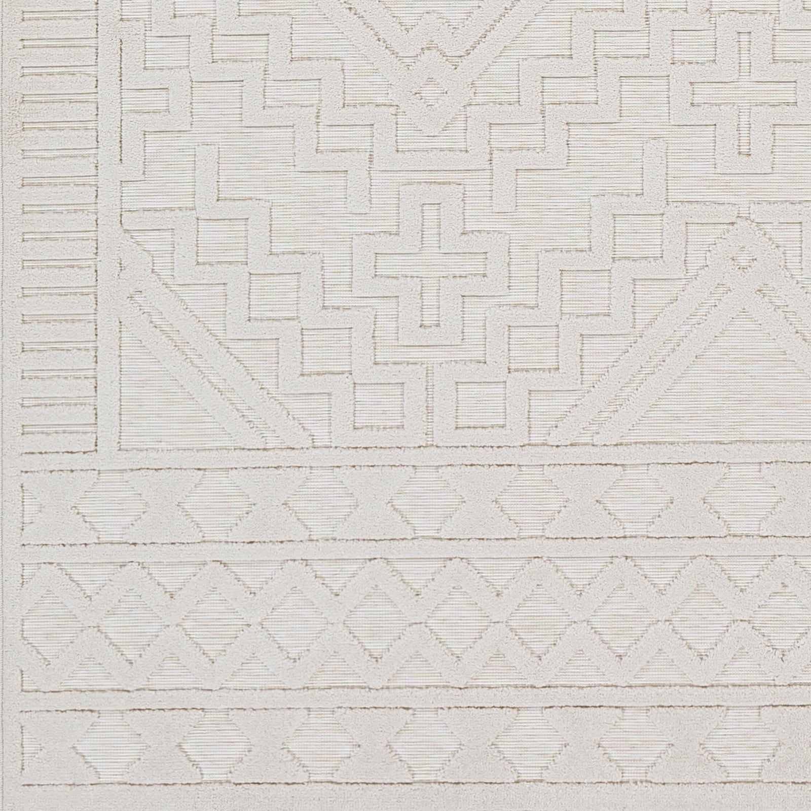 Ivory Geometric Easy-Care Synthetic Rug 5'3" x 7'3"