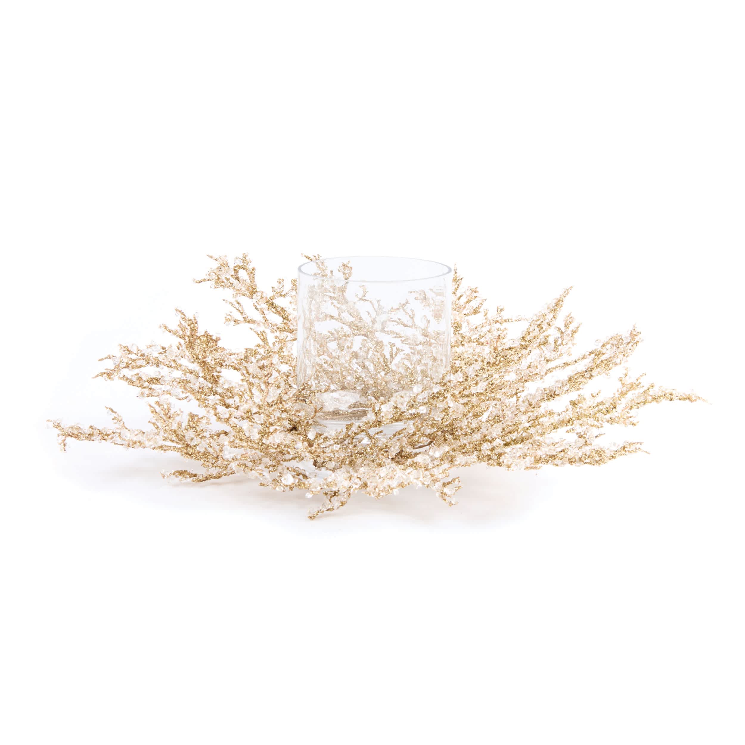 Melrose International Icy Pine Candle Holder Centerpiece 16 IN D