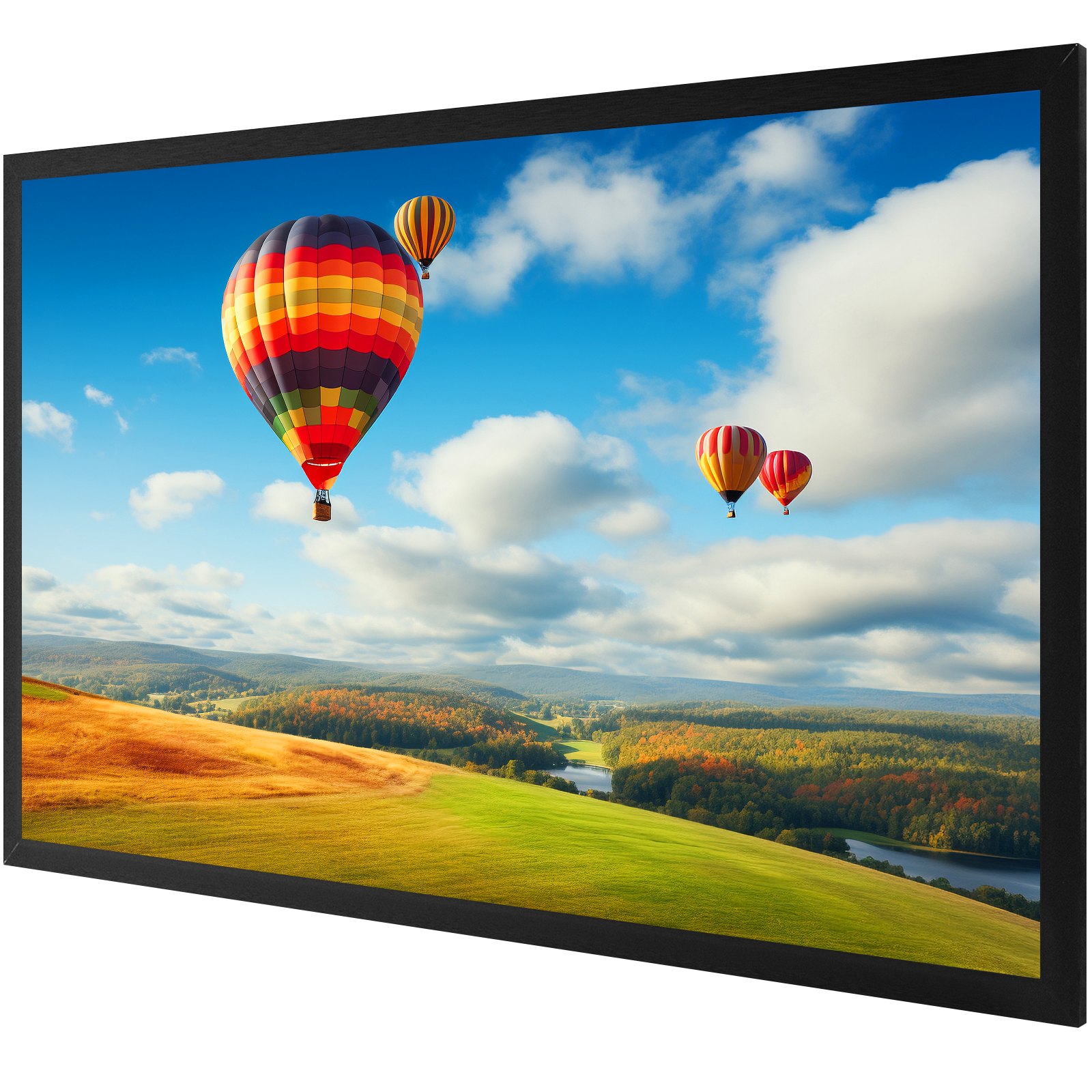 Slickblue 110 in Fixed Frame Movie Projector Screen with Aluminum Alloy Frame 4K HD Wall Mount Screen for Entertainment Spaces and Classrooms