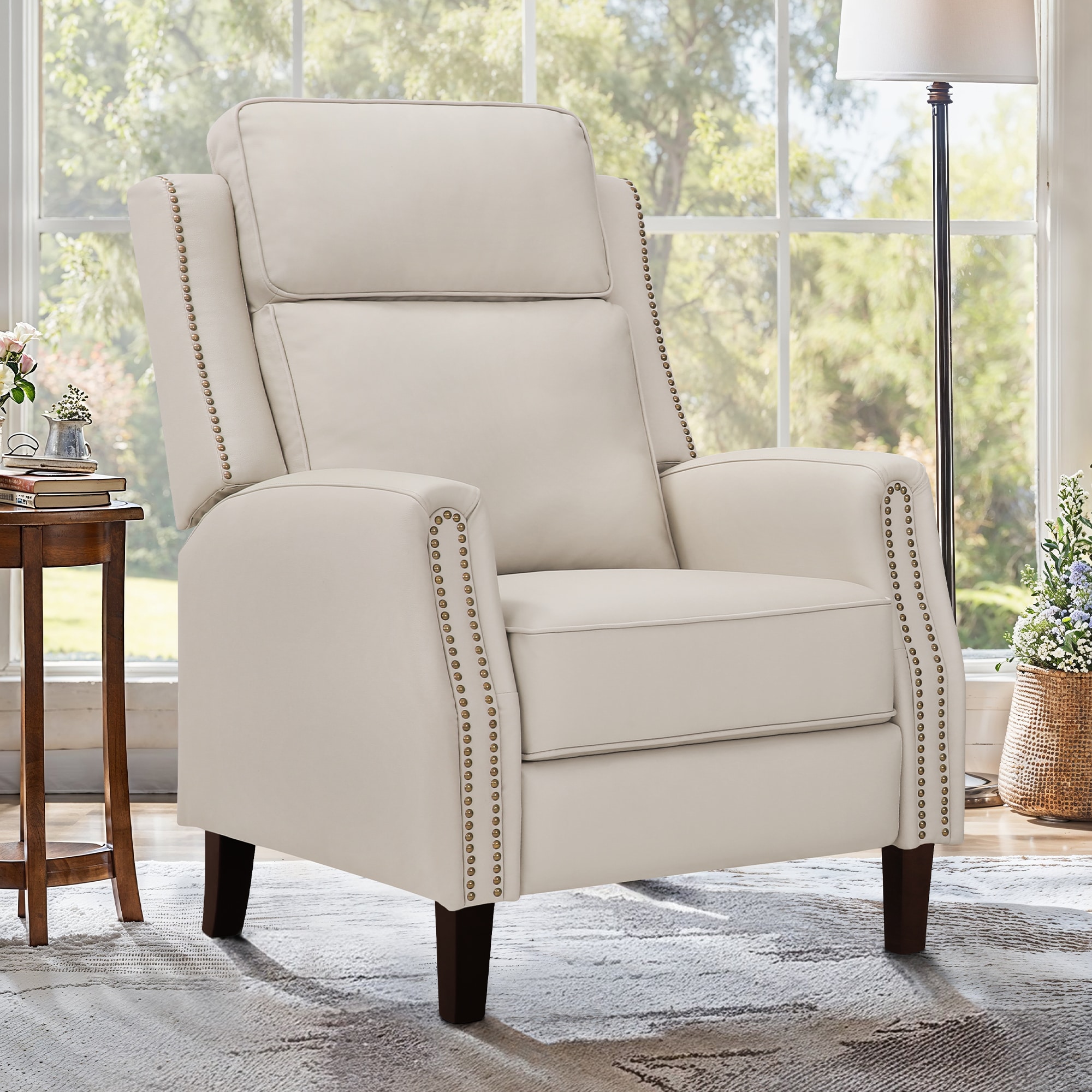 Yurevna - Recliner Beige Leather Upholstered Stationary 3-position