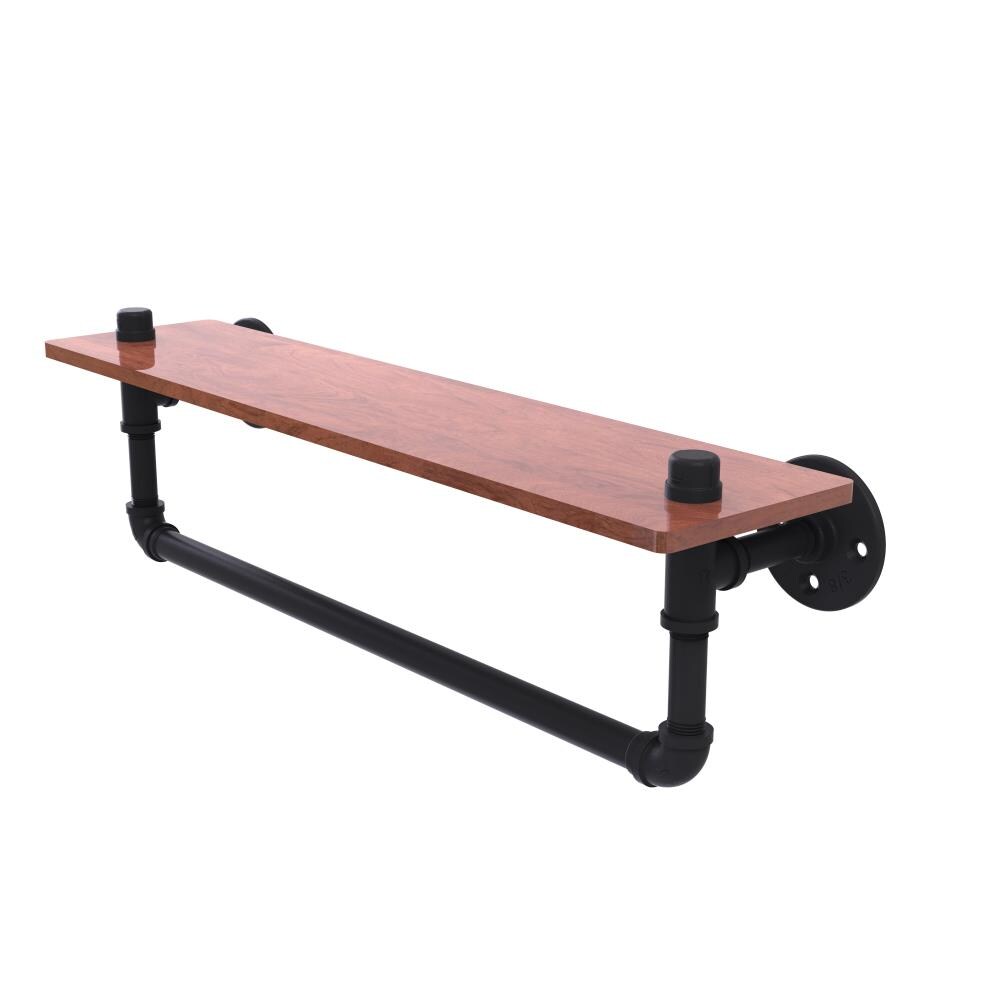 Allied Brass P-460-22-WSTB-BKM Pipeline Matte Black Metal Wall mount Bathroom Shelf ( 22-in x 6.5-in x 5-in )