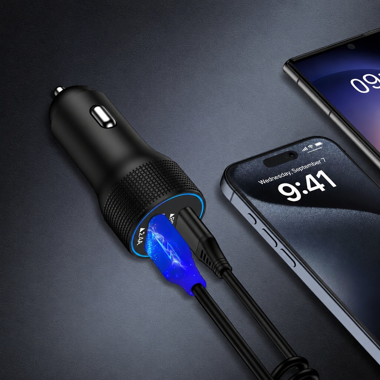 KIWDZFU Fast Car Charger USB C 2-Port Cigarette Lighter Adapter 54A ...