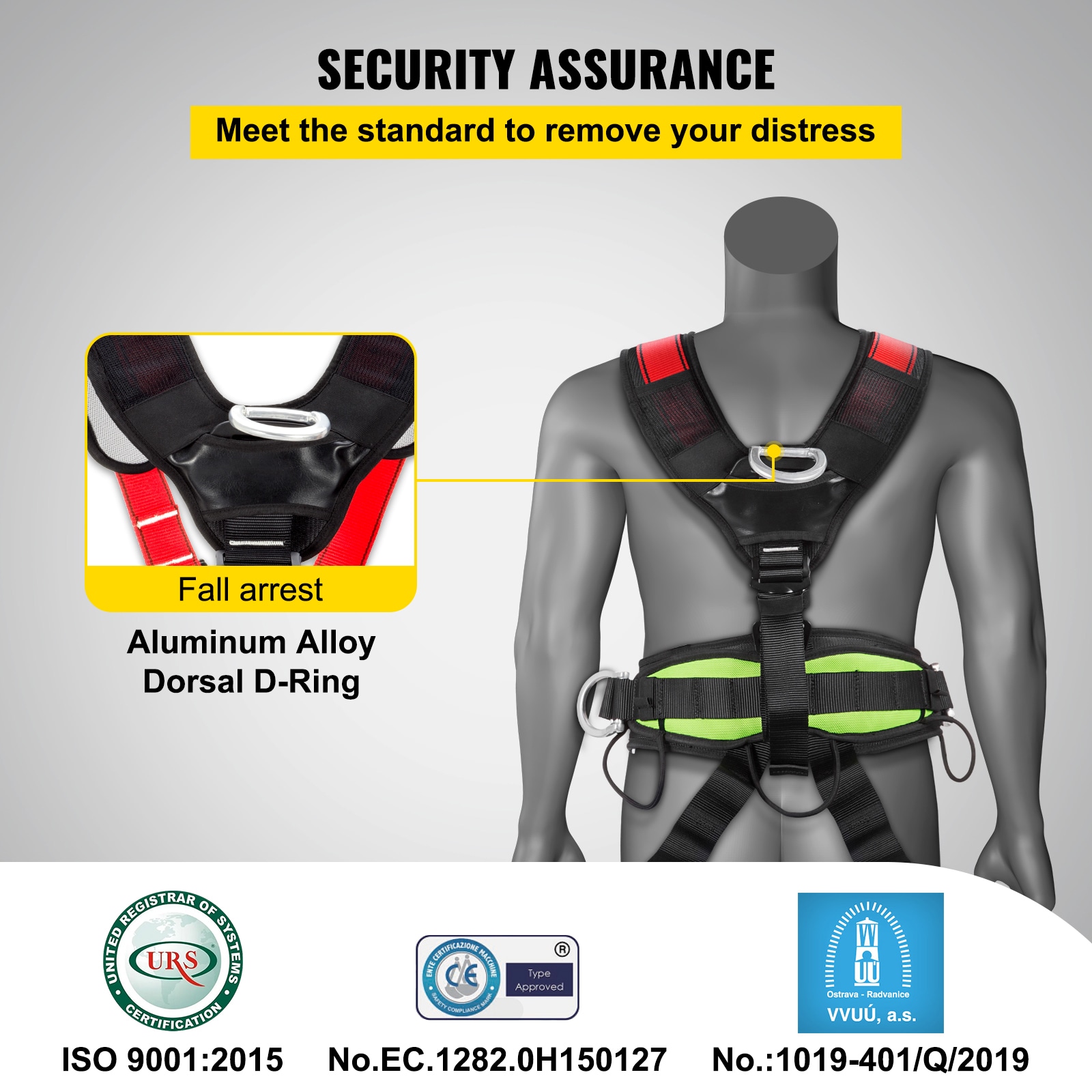 VEVOR Full Body Security Harness Plastic and Metal Commercial/Residential Rope Polyester in Black | AQSQSSAQD00000001V0