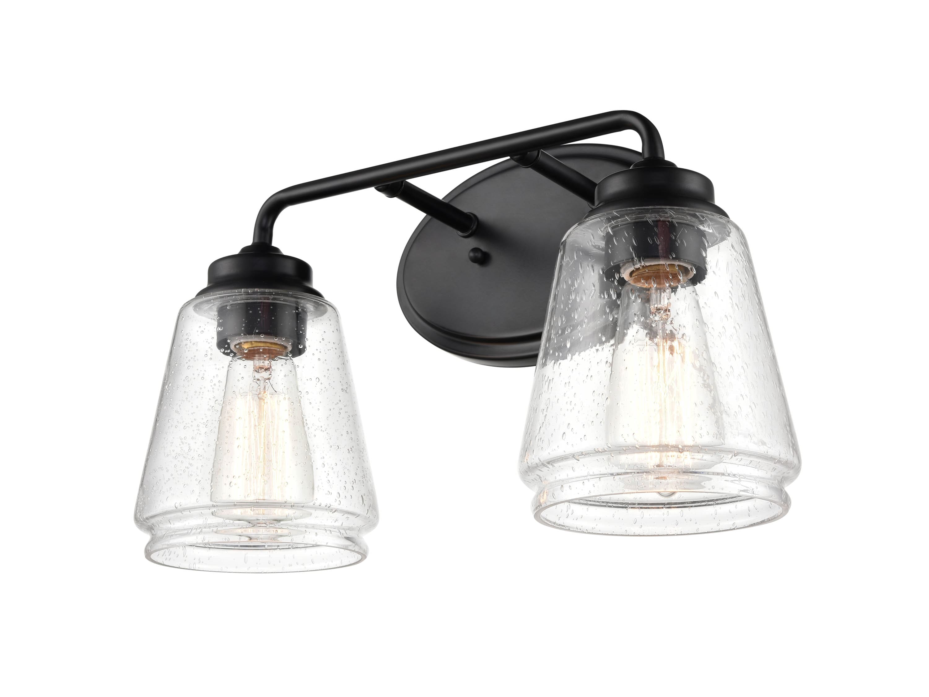 Elegant Matte Black 2-Light Vanity Fixture for Bathroom