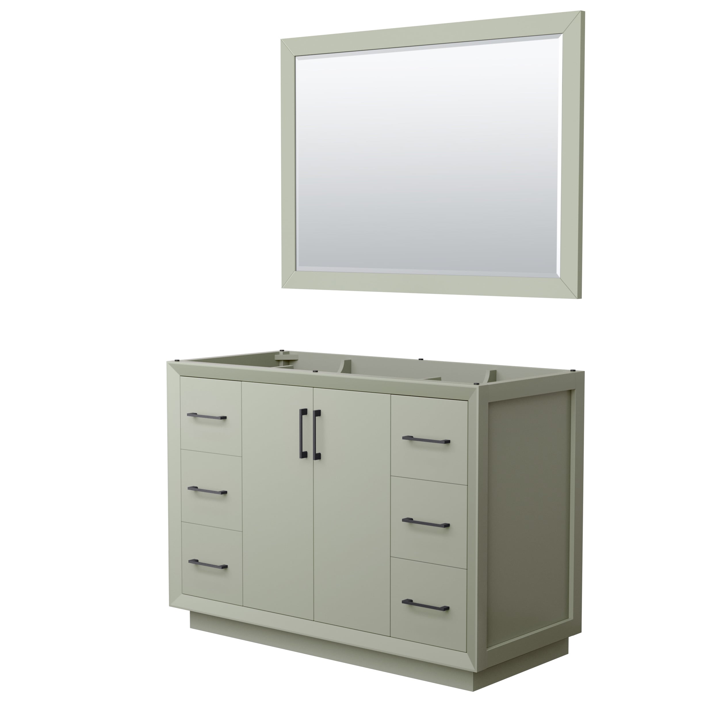 Wyndham Collection WCF414148SLBCXSXXM46 Strada 48-in Light Green with Matte Black Trim Bathroom Vanity Base Cabinet without Top (Mirror Included)