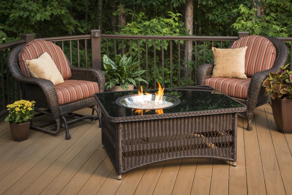 Outdoor Greatroom Company Naples 48 In W 60000 Btu Mocha Wicker Propane Gas Fire Pit Table At