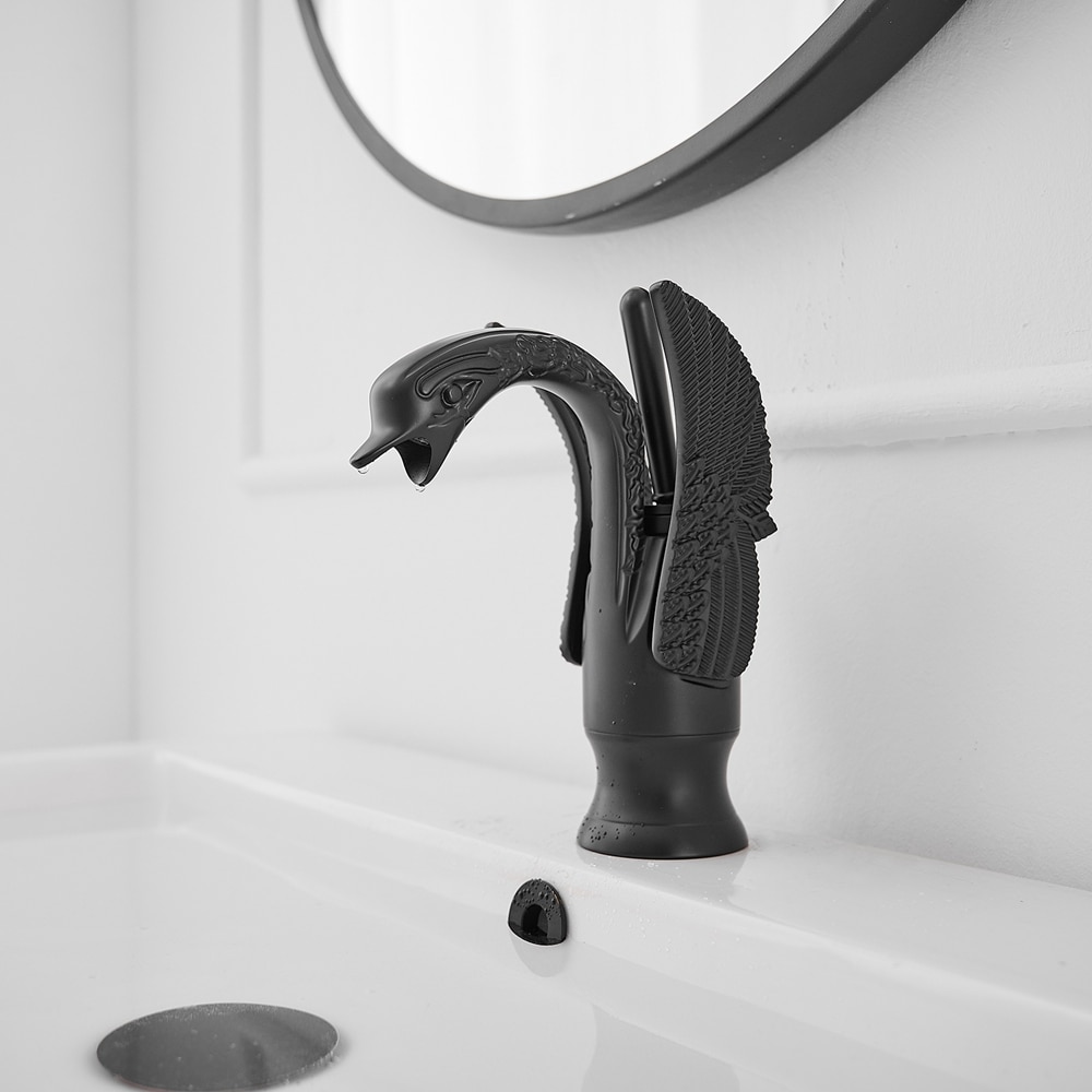 Bwe Matte Black Single Hole 1 Handle Bathroom Sink Faucet With Drain In The Bathroom Sink 