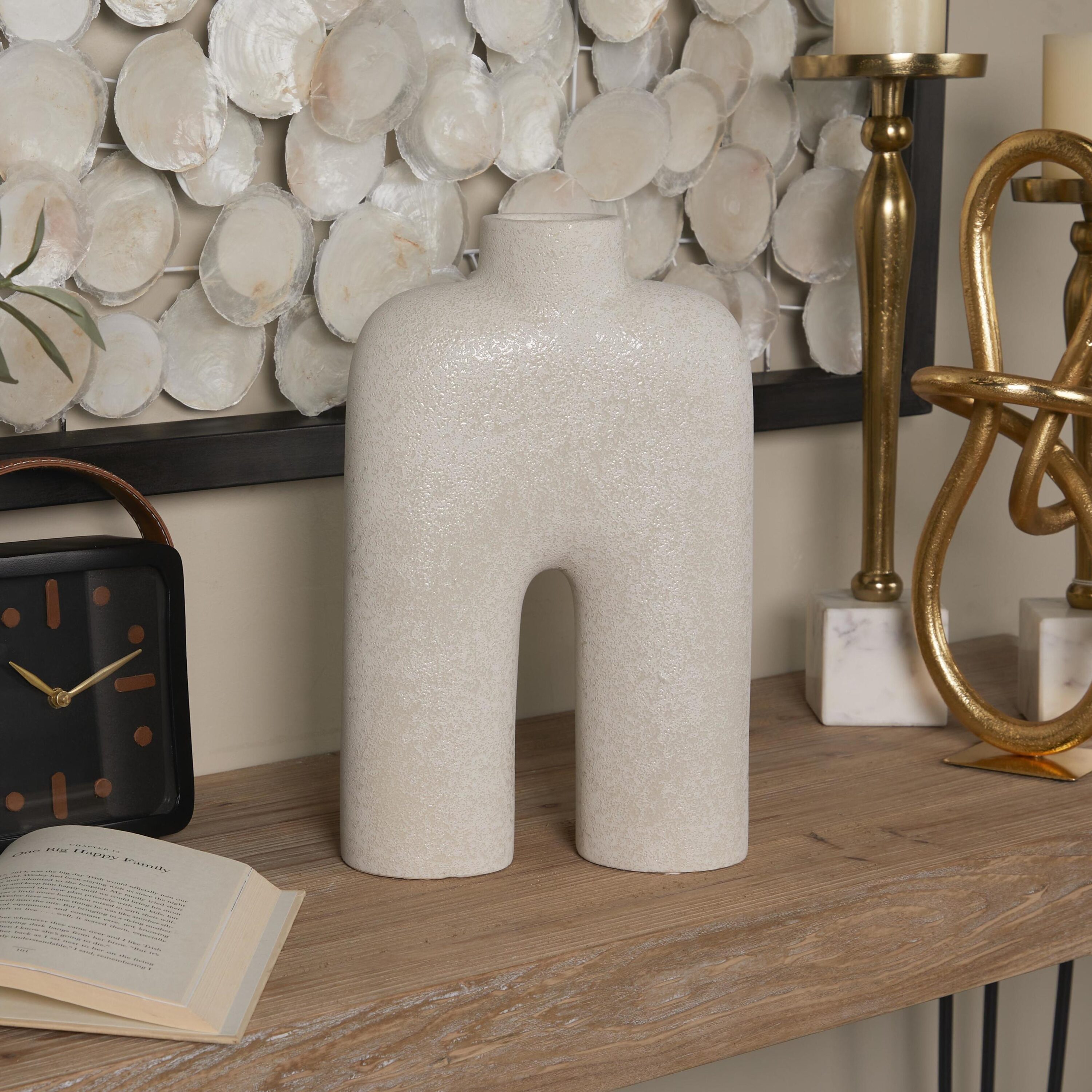 The Novogratz 820074 White Stone Modern Vase
