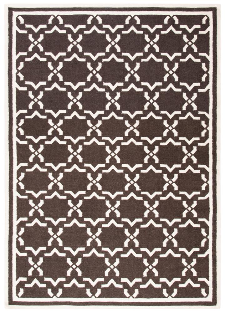 Safavieh DHU545A-6 Dhurries Talia 6 x 9 (ft) Wool Chocolate/Ivory Rectangular Indoor Geometric Coastal Area rug