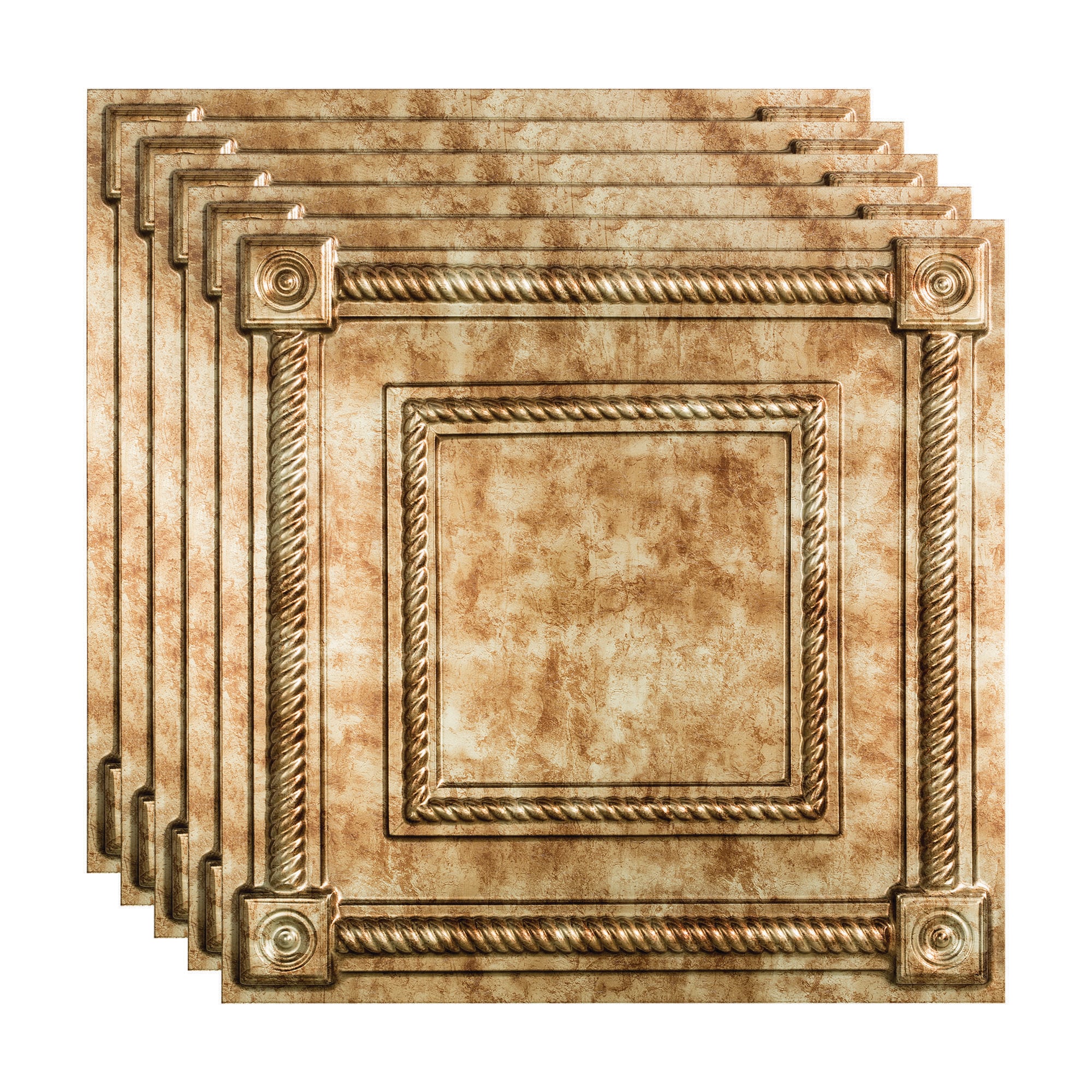Fasade PL6117 2-ft x 2-ft Coffer Bermuda Bronze PVC Drop Ceiling Tile ( 5 -Pack, 20-Sq. Feet / Case )
