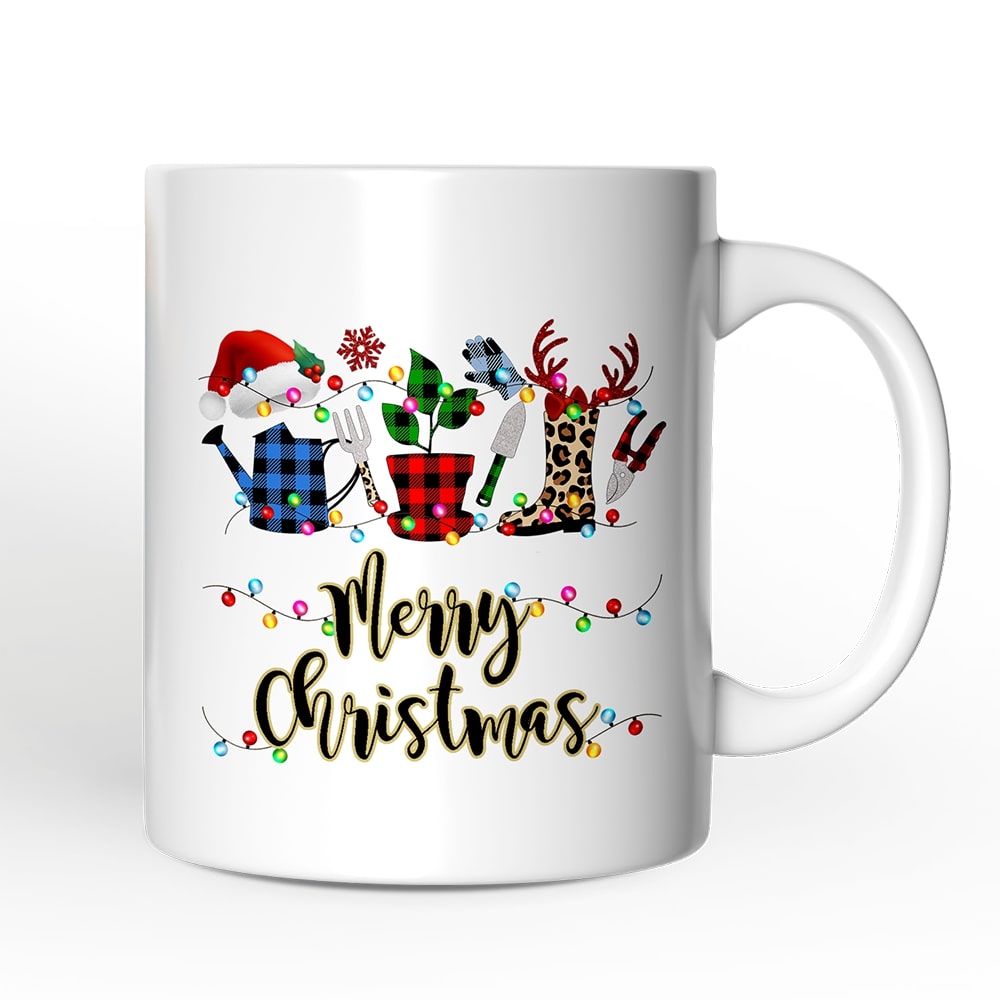 OrnamentallyYou Plant Lover Gift Buffalo Plaid Christmas Mug Botanical Gift #NPCM168