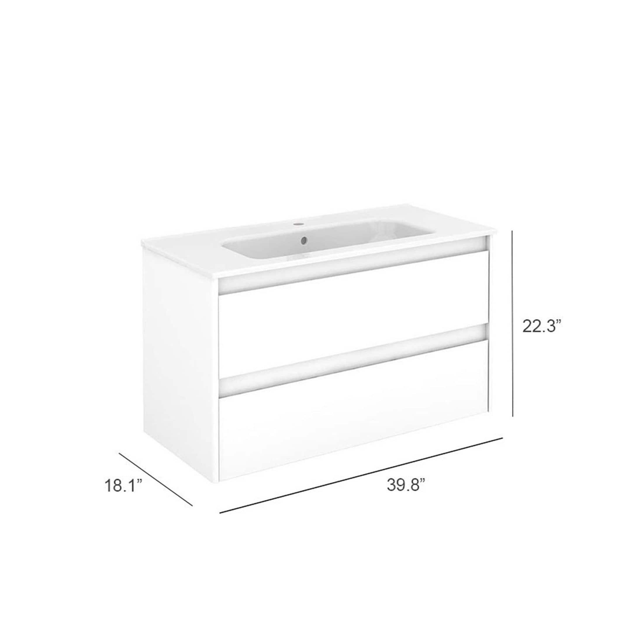 WS Bath Collections Ambra 40-in Gloss White Single Sink Floating ...