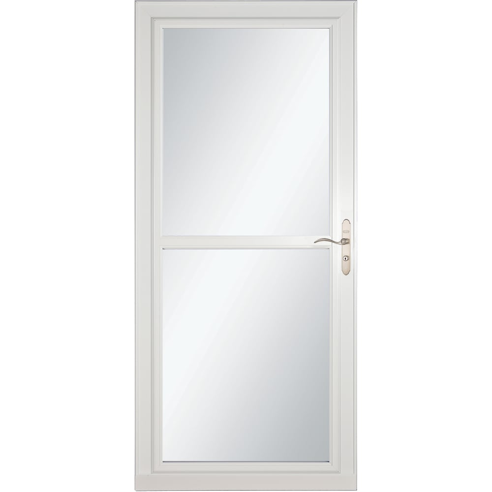 Tradewinds Selection 36-in x 81-in White Full-view Retractable Screen Aluminum Storm Door with Brushed Nickel Handle | - LARSON 1460403217