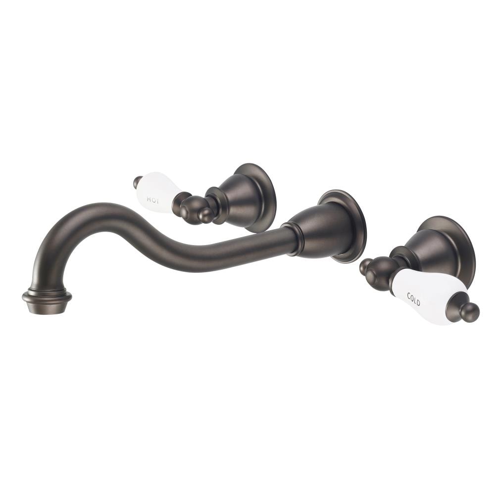 Water Creation F4-0001-03-CL F4 Oil Rubbed Bronze Wall-mount 2-handle High-arc Commercial/Residential Handle Bathroom Sink Faucet