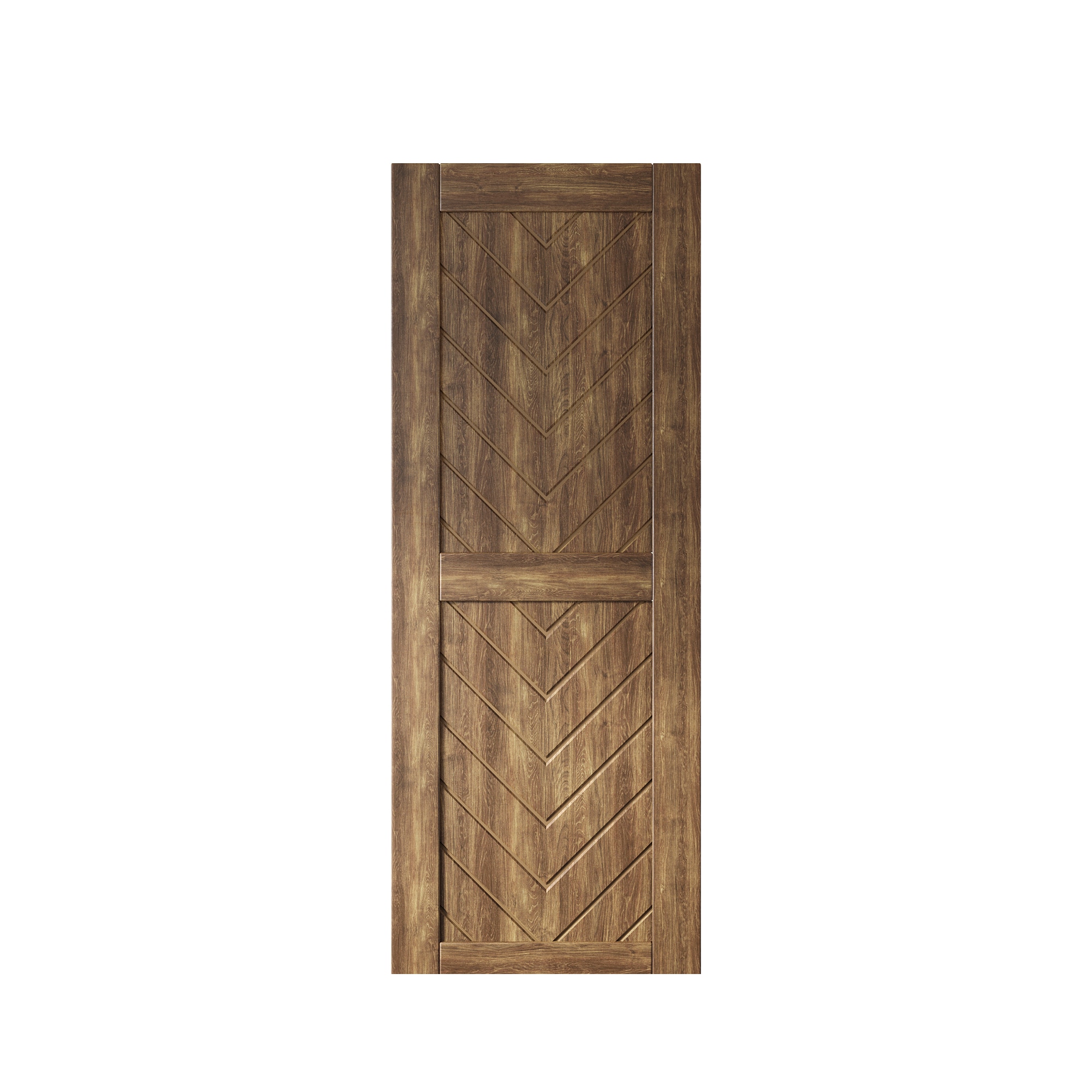 HOMACER JT3-3080-WA 30-in x 80-in Dark Walnut Herringbone Pine Wood Solid core Single Barn Door (Hardware Not Included)