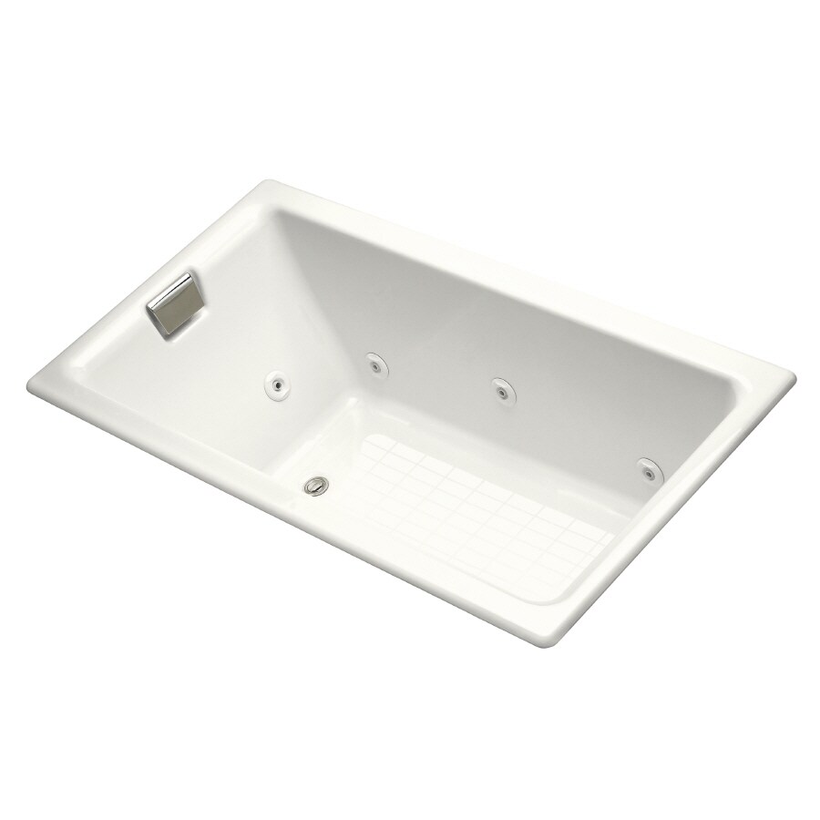 KOHLER 856-LH-0 Tea-For-Two 36-Inches x 66-Inches White Cast iron Rectangular Drop-in Whirlpool tub ( Left-hand Drain )