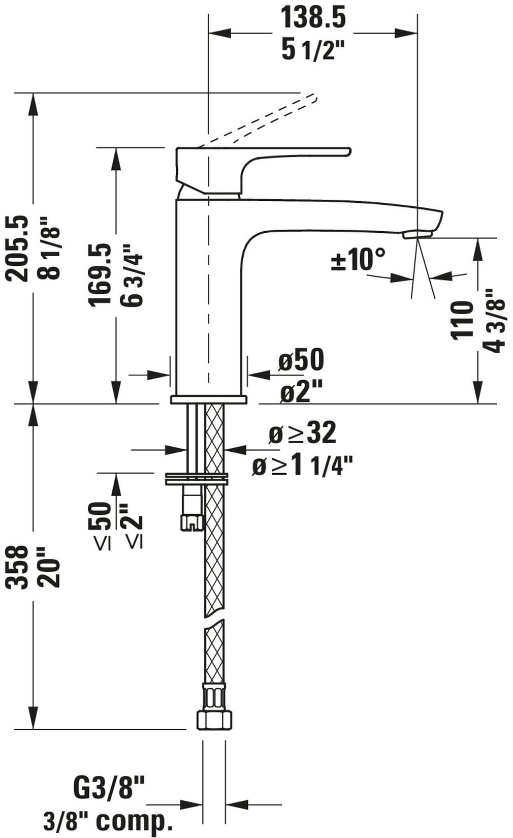 B.1 Series Modern Chrome Single Hole Bathroom Faucet