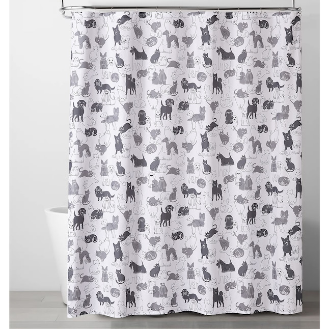 Style Quarters 72-in W x 72-in L Gray and White Animal Print Polyester  Shower Curtain in the Shower Curtains & Liners department at 