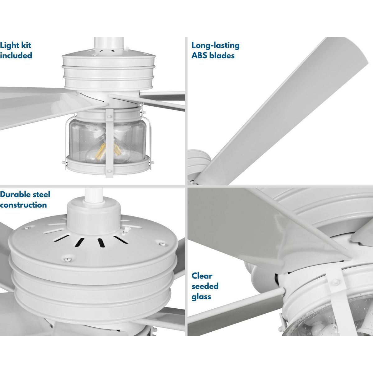 Midvale 56" White Steel Ceiling Fan with LED Light and Remote