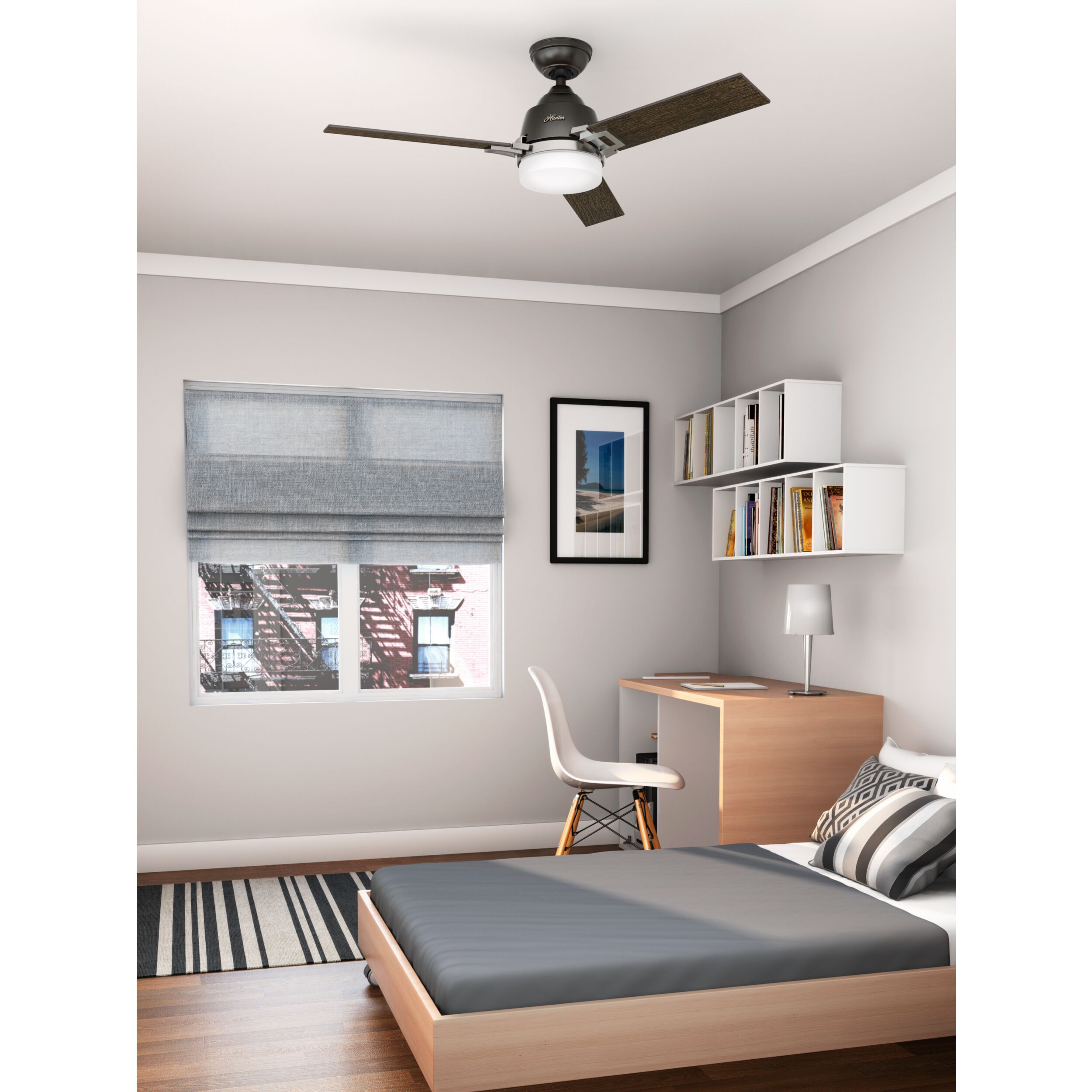 48'' Brushed Nickel 3-Blade Ceiling Fan with LED Light and Remote