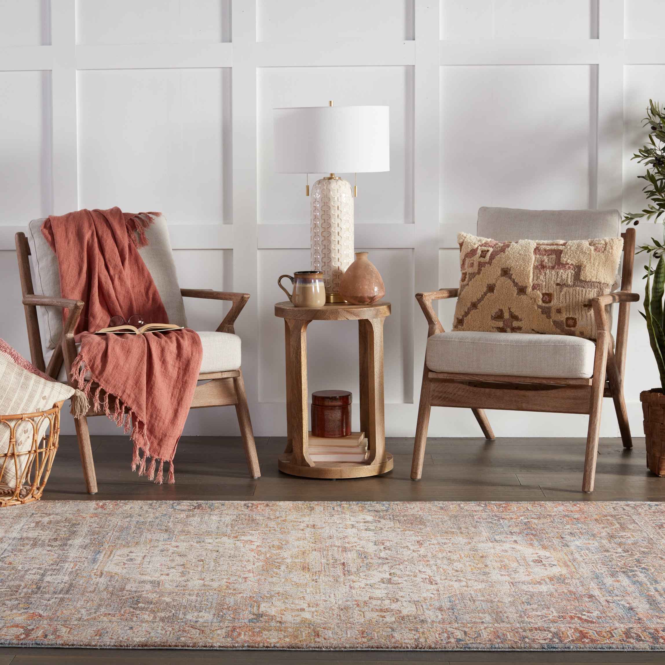 Reversible Clarimond Blue Medallion Synthetic Area Rug