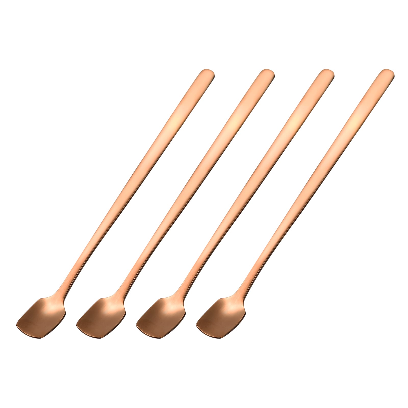Unique Bargains Stainless Steel Stirring Spoon 4pcs 6-Inch Long Handle Spoon Mixing Stirring Square Spoons Coffee Spoons Cocktail Ice Cream Teaspoon for Party Bar Restaurant (Rose Gold) #S25120404UX5283