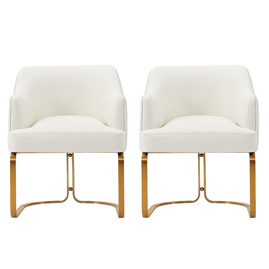 Manhattan Comfort Modern Edra Leatherette Dining Armchair in Cream - Set of 2 Manhattan Comfort Modern Edra Leatherette Dining Armchair in Cream - Set of 2