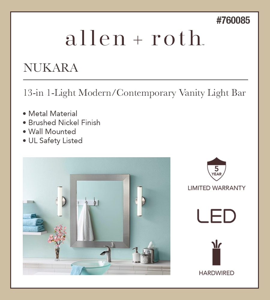 allen + roth Nukara 13-in 1-Light Brushed Nickel LED Modern