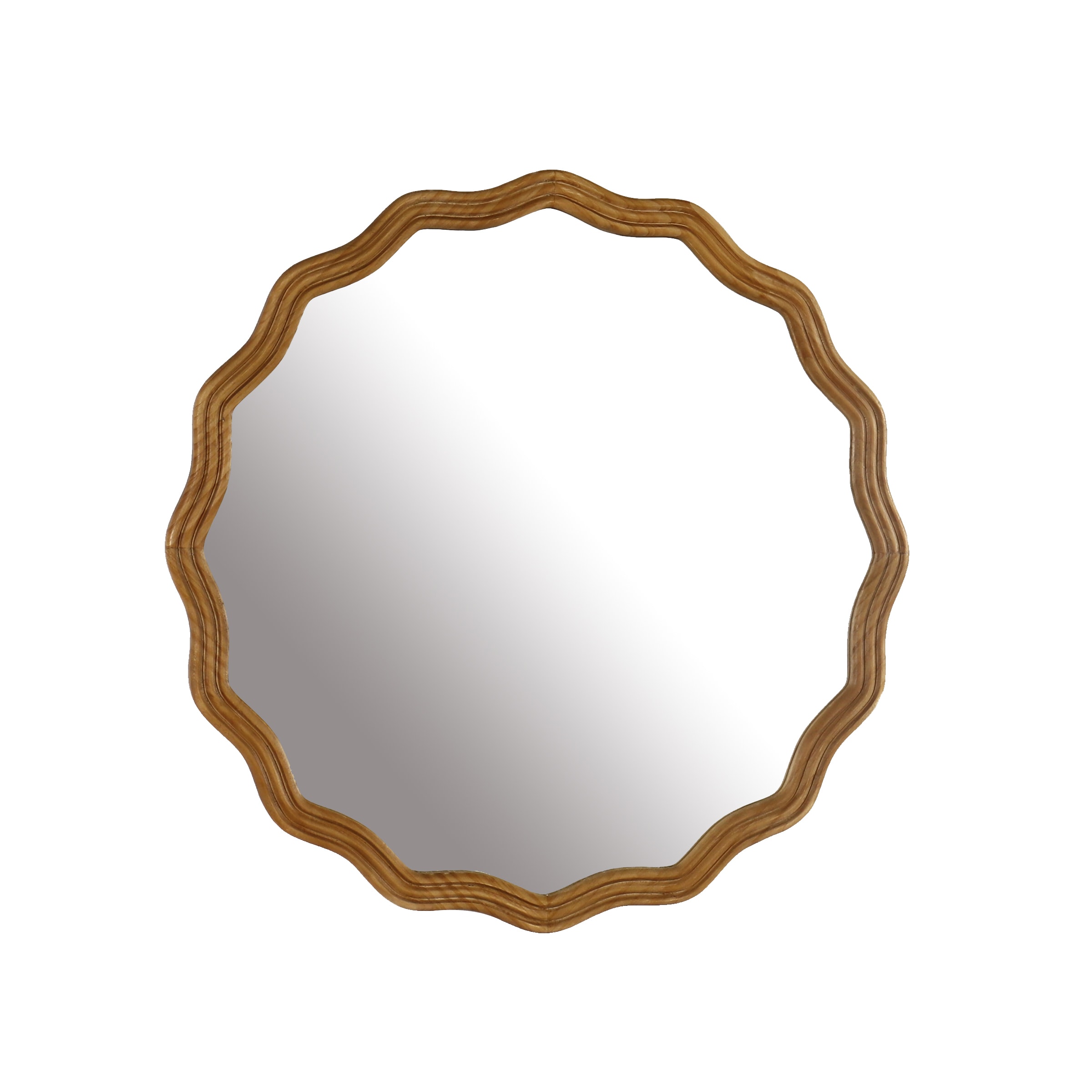 24-Inch Round Natural Fir Wood Framed Wall Mirror