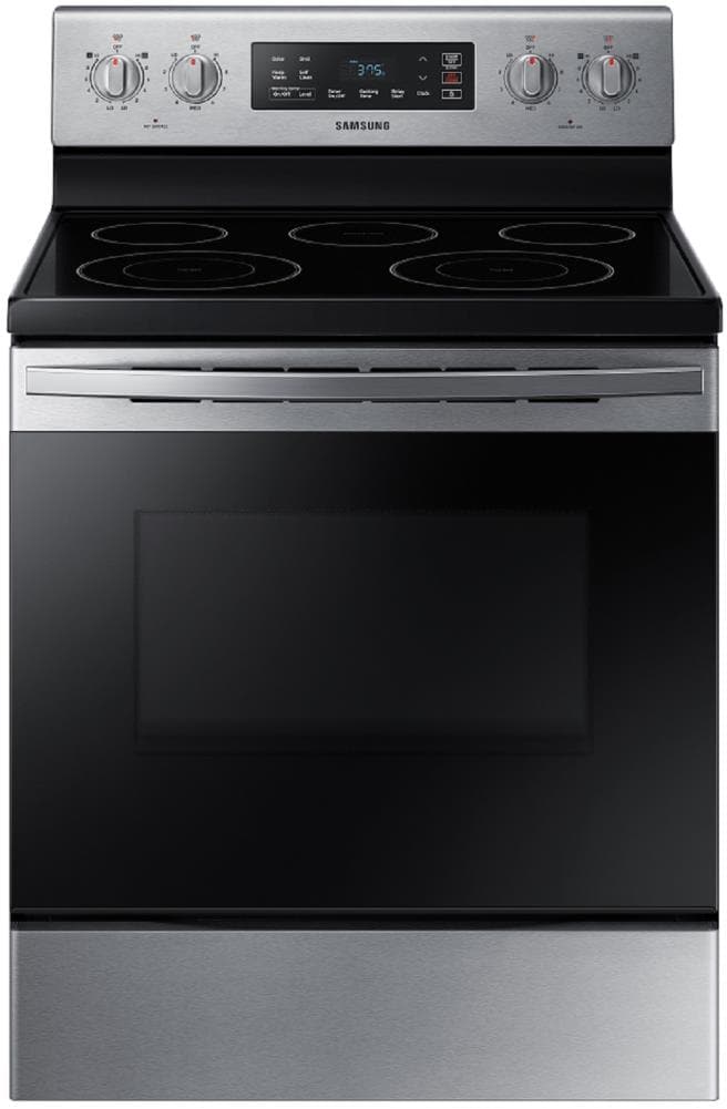 Samsung 30-in Glass Top 5 Elements 5.9-cu ft Self-Cleaning Freestanding Electric  Range (Stainless Steel) at