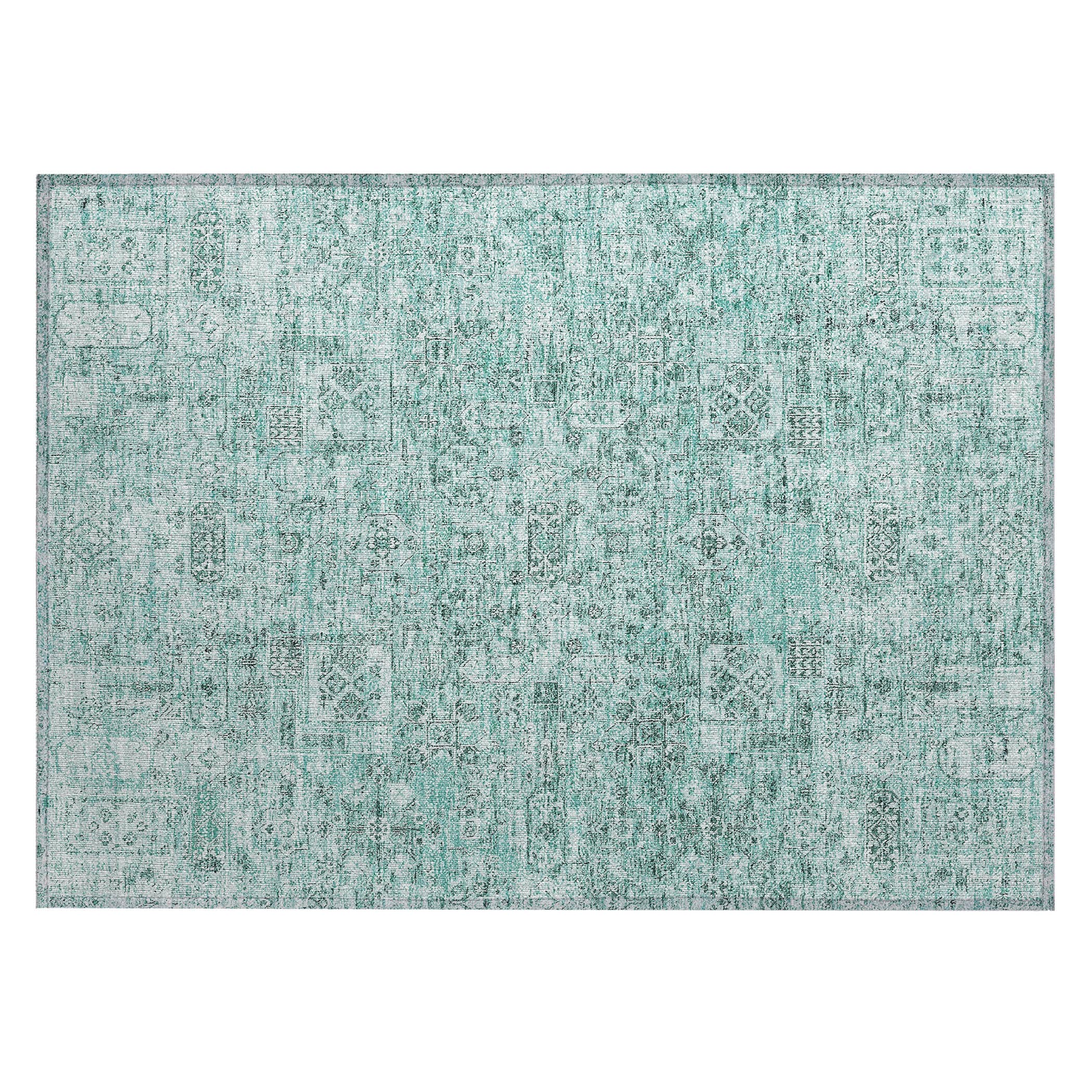 Teal Flat Woven Reversible Synthetic Indoor Outdoor Rug