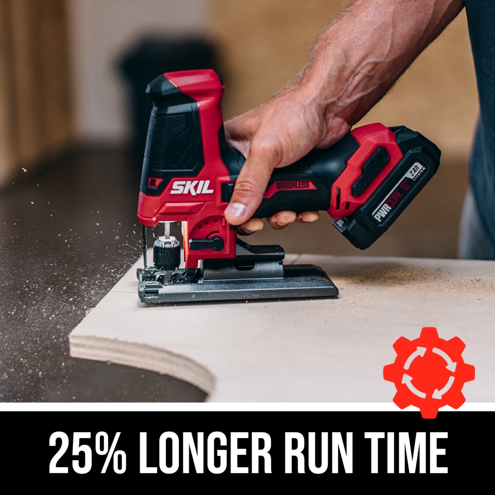 SKIL PWR CORE 12-volt Brushless Variable Speed Keyless Cordless Jigsaw Charger Included and Battery Included) in the Jigsaws department at 