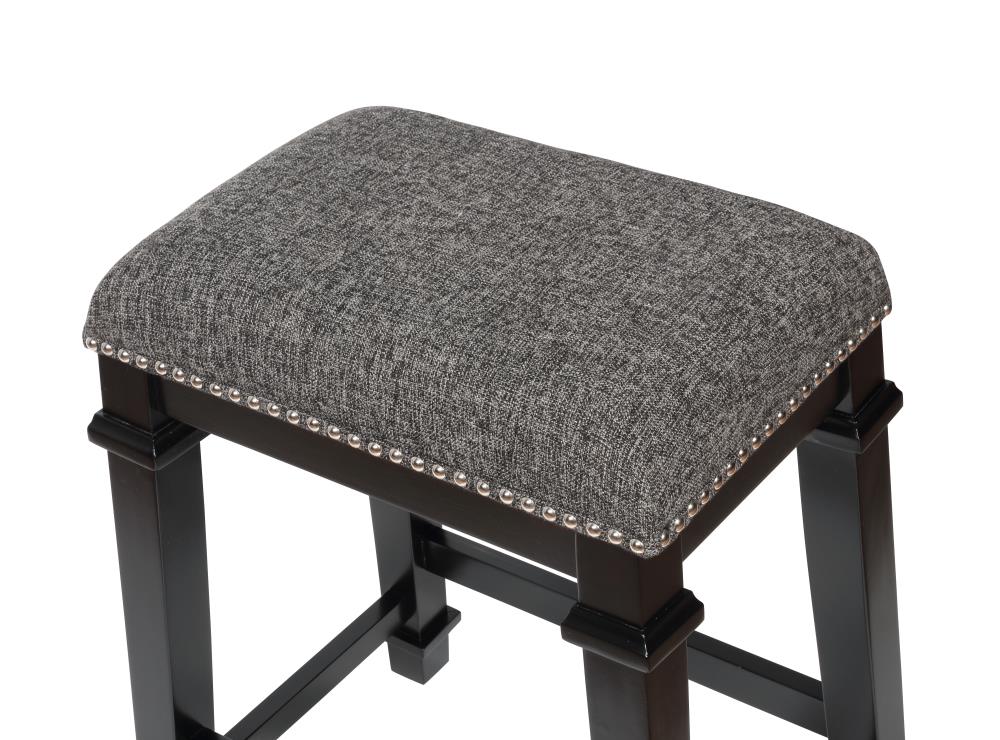 Kennedy Black Wood and Tweed Backless Counter Stool