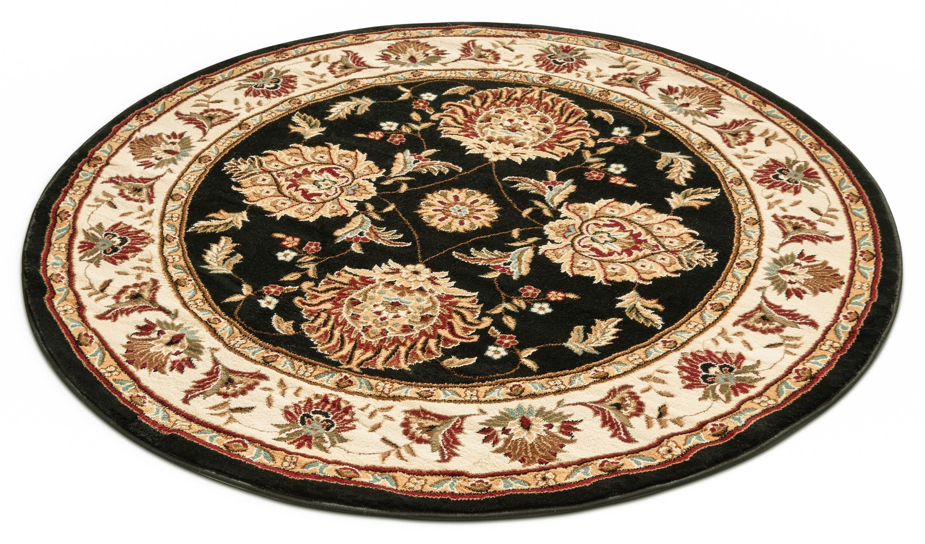 Well Woven 36030 5 x 5 (ft) Loomed Polypropylene Black Round Indoor Medallion Persian Area rug