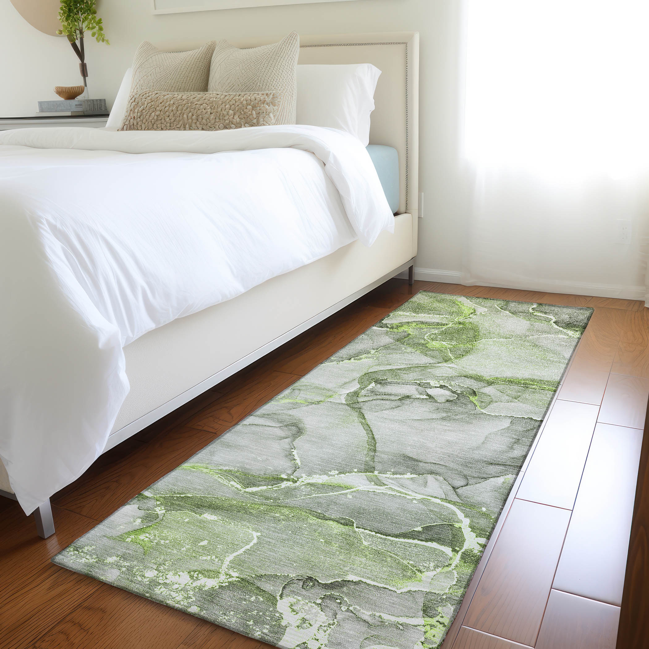 Addison Rugs ACN519GE2X8 Chantille ACN519GE 2 x 7 (ft) Polyester Green Rectangular Indoor/Outdoor Geometric Machine washable Area rug